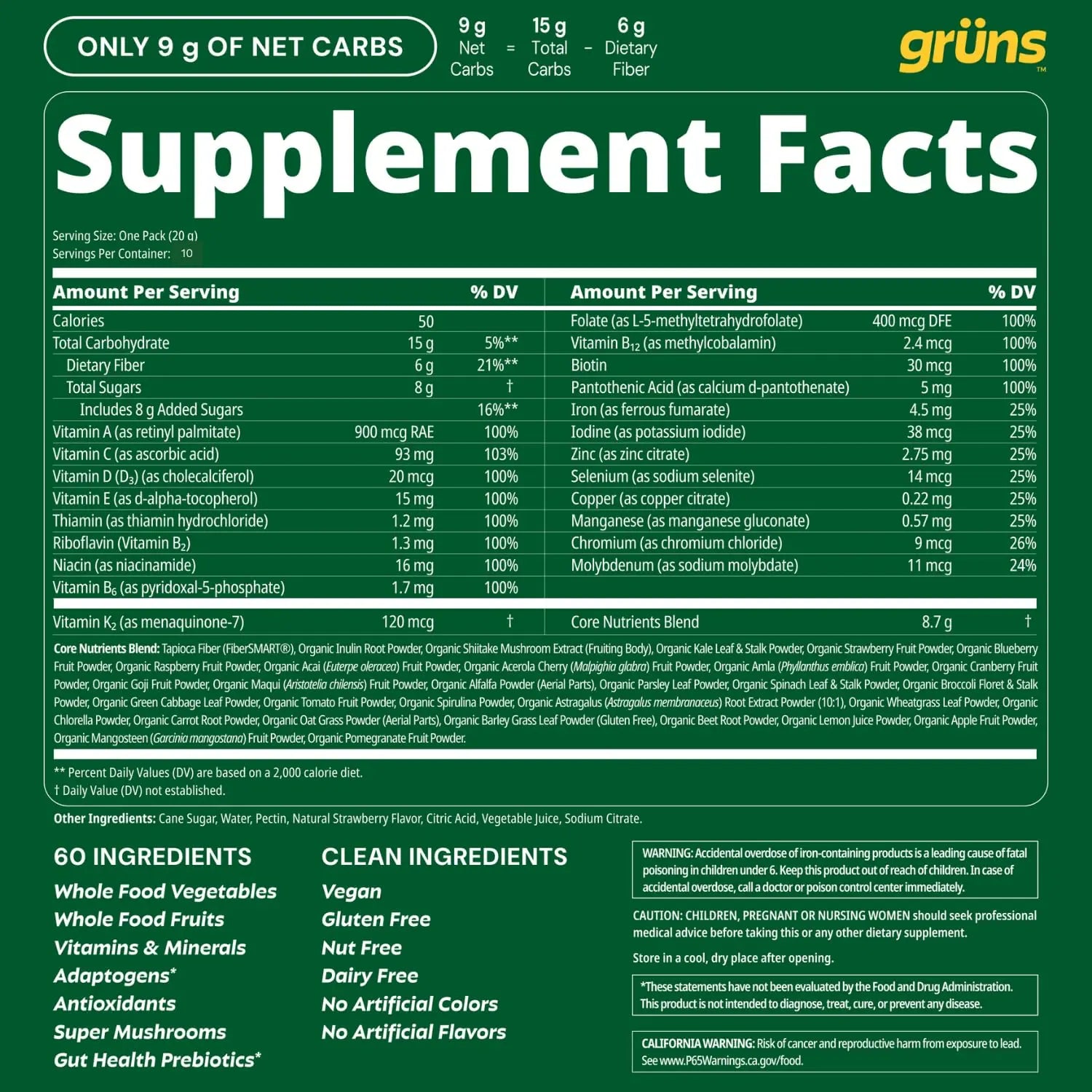 Gruns Adults Super Greens Gummies, Multivitamin Superfood Gummy Bears, Spirulina, Chlorella, Prebiotics & Fiber Gummies for Digestive Health Grüns Au supplements