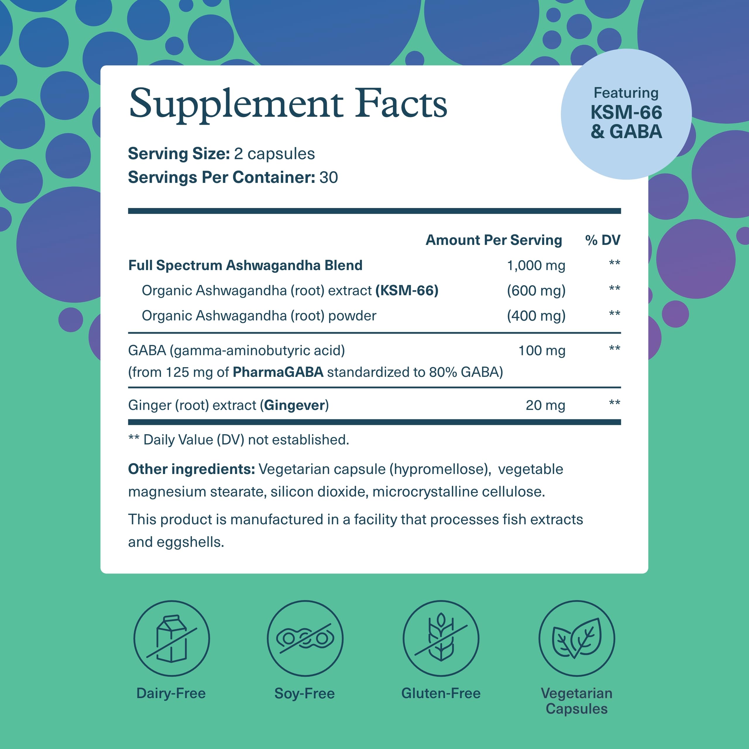 Youtheory Ashwagandha + GABA - Adaptogenic Blend with Organic KSM-66 & Ginger - Aids Stress Relief & Mood* - Supports Energy Levels* - 60 Vegetarian Capsules (30-Day Supply)* Youtheory Au supplements