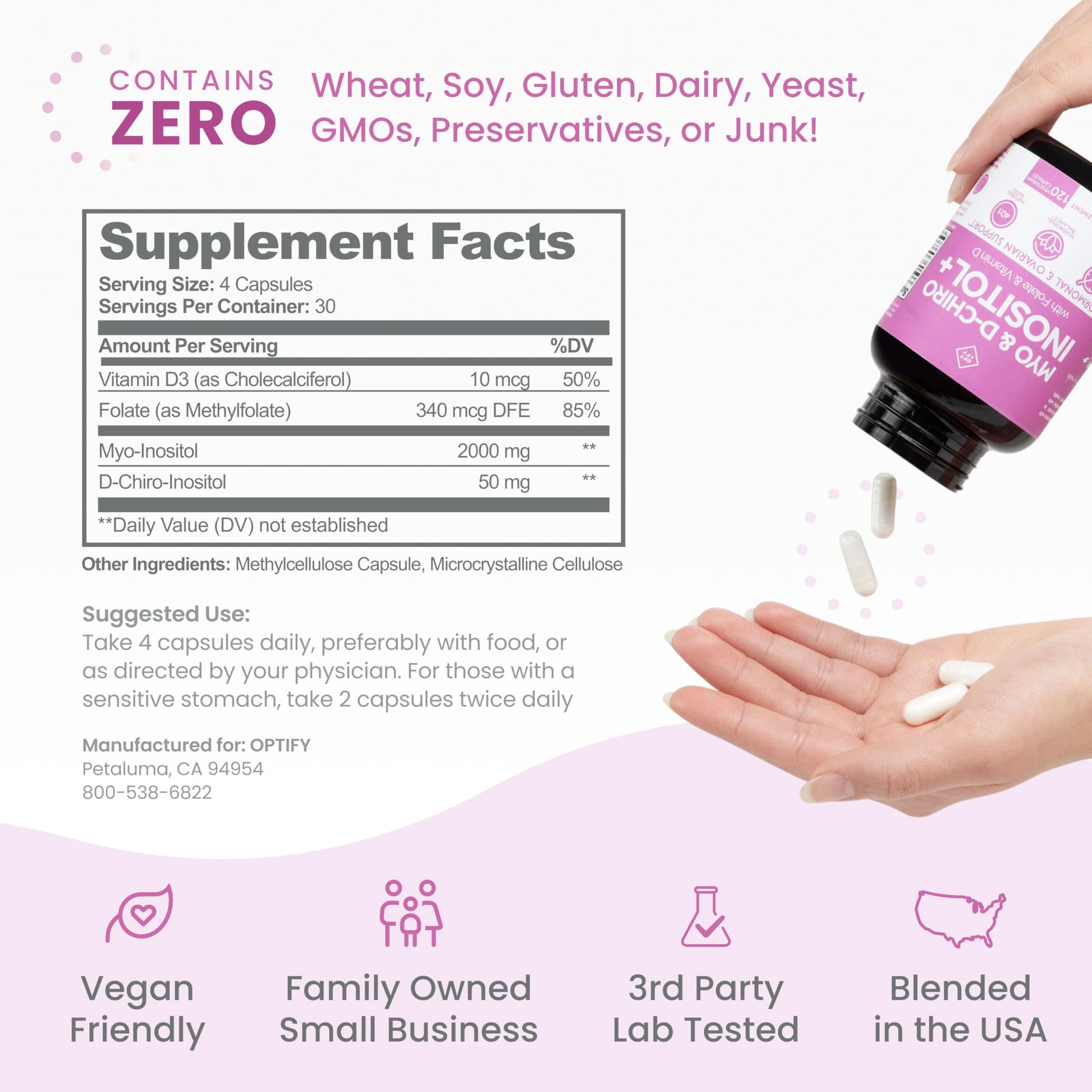 Optify Myo-Inositol & D-Chiro Inositol Supplement for Women – 40:1 Ratio Plus Folate and Vitamin D – Support Healthy Hormonal Balance, Regular Cycles, & Ovarian Health – 30-Day Supply Optify Au supplements