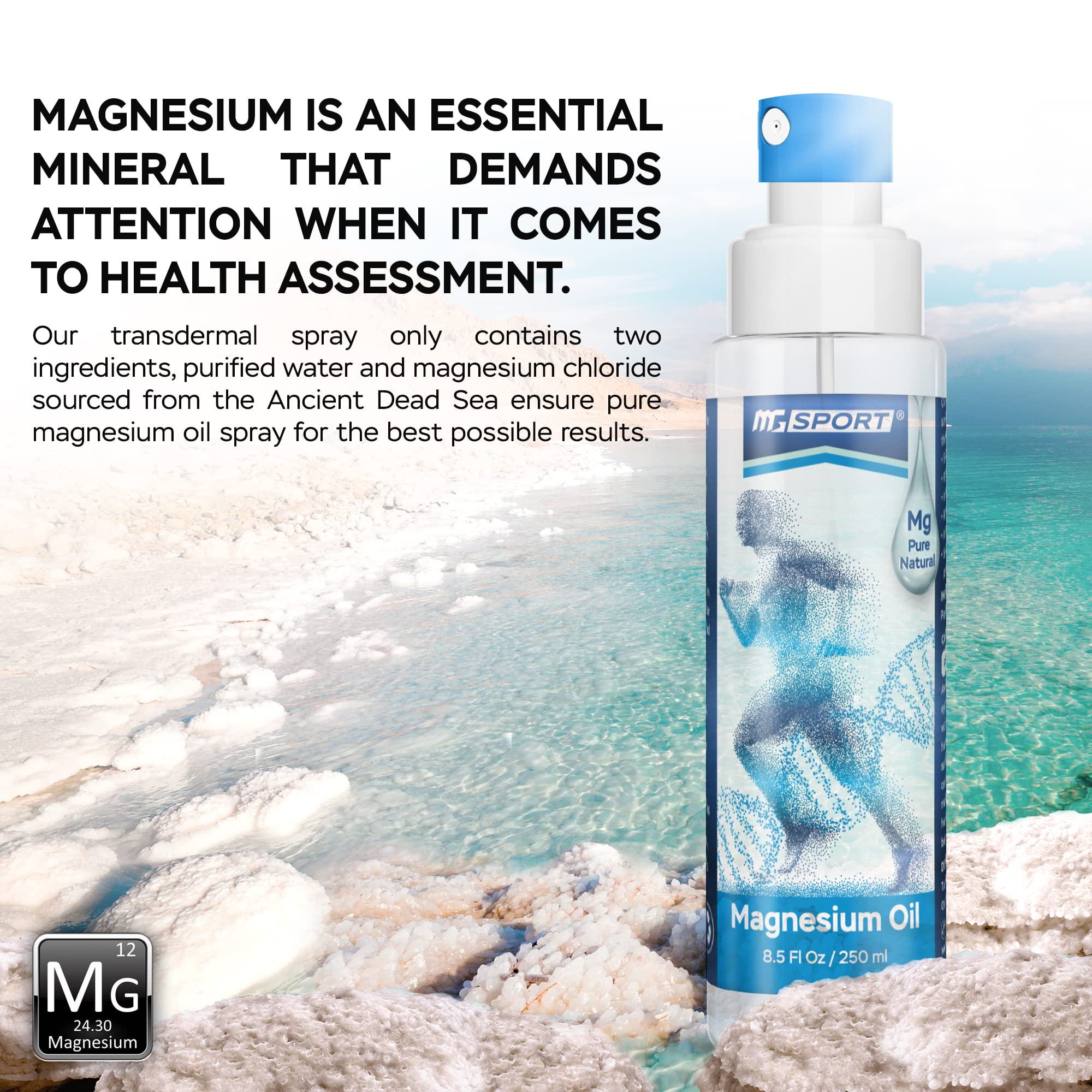 High Absorption Pure Magnesium Oil Spray – 250 ml – 100% Pure Magnesium Chloride MGSPORT Au supplements