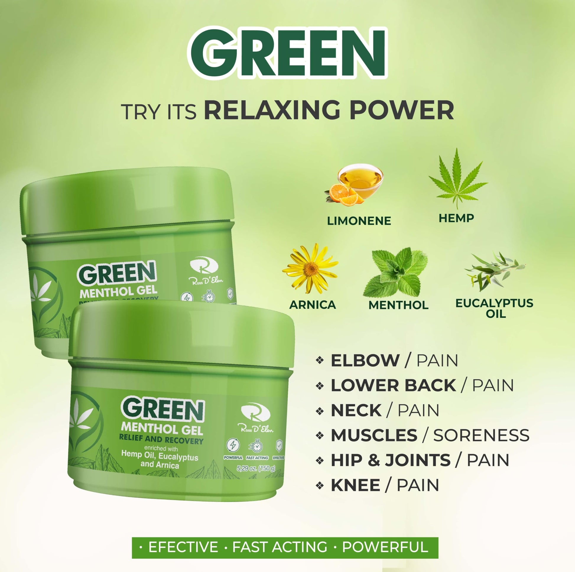 Ross D’Elen Green Menthol Gel Small - 3 Pack (3) ROSS D'ELEN Au supplements