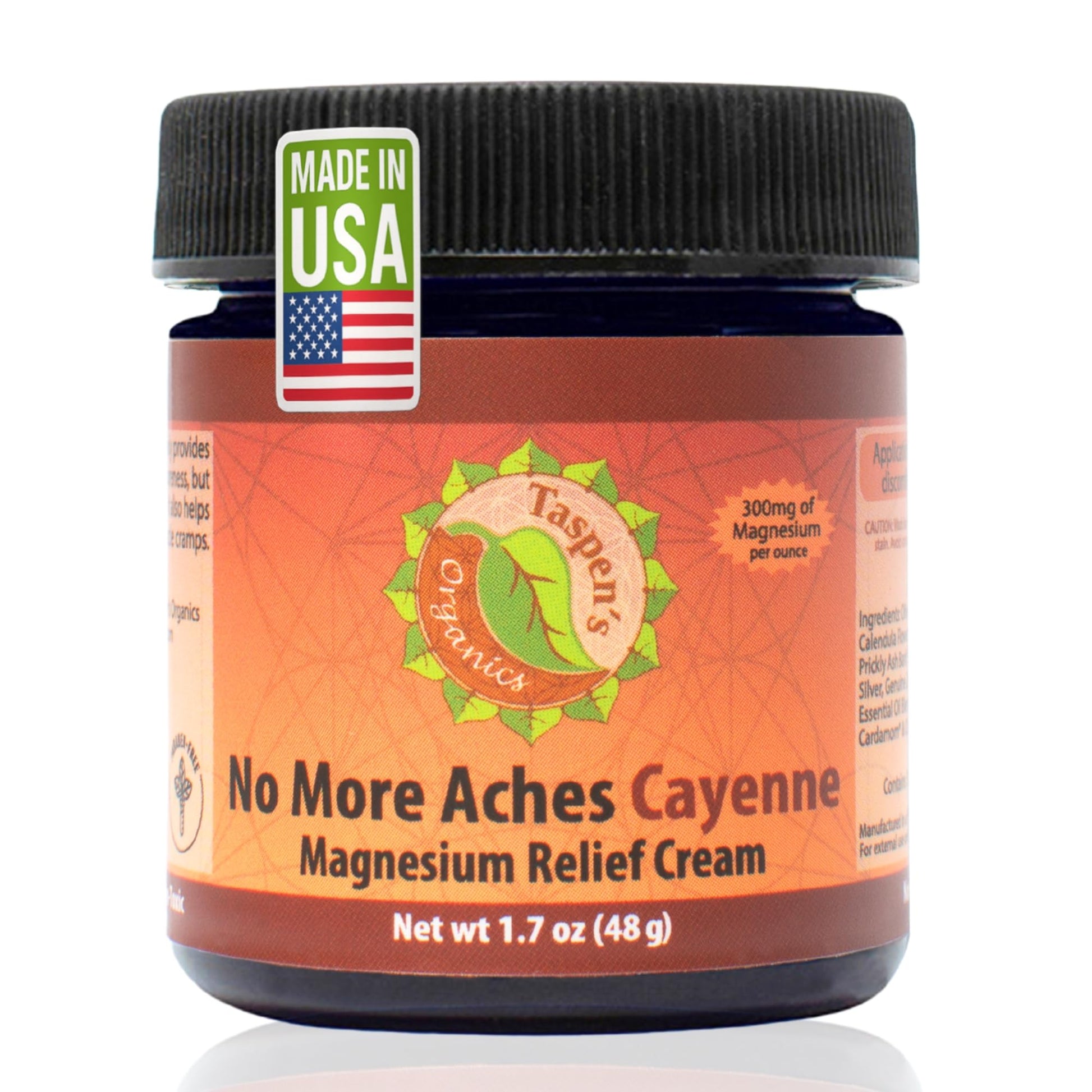 Taspen's Organics Magnesium No More Aches Cayenne Relief Cream – Pain, Tension & Nerve Comfort – Muscle Relief – Warming with Cayenne, Ginger, Arnica & St. John's Wort – Topical Fast Relief (1.7 oz) Taspen's Organics Au supplements