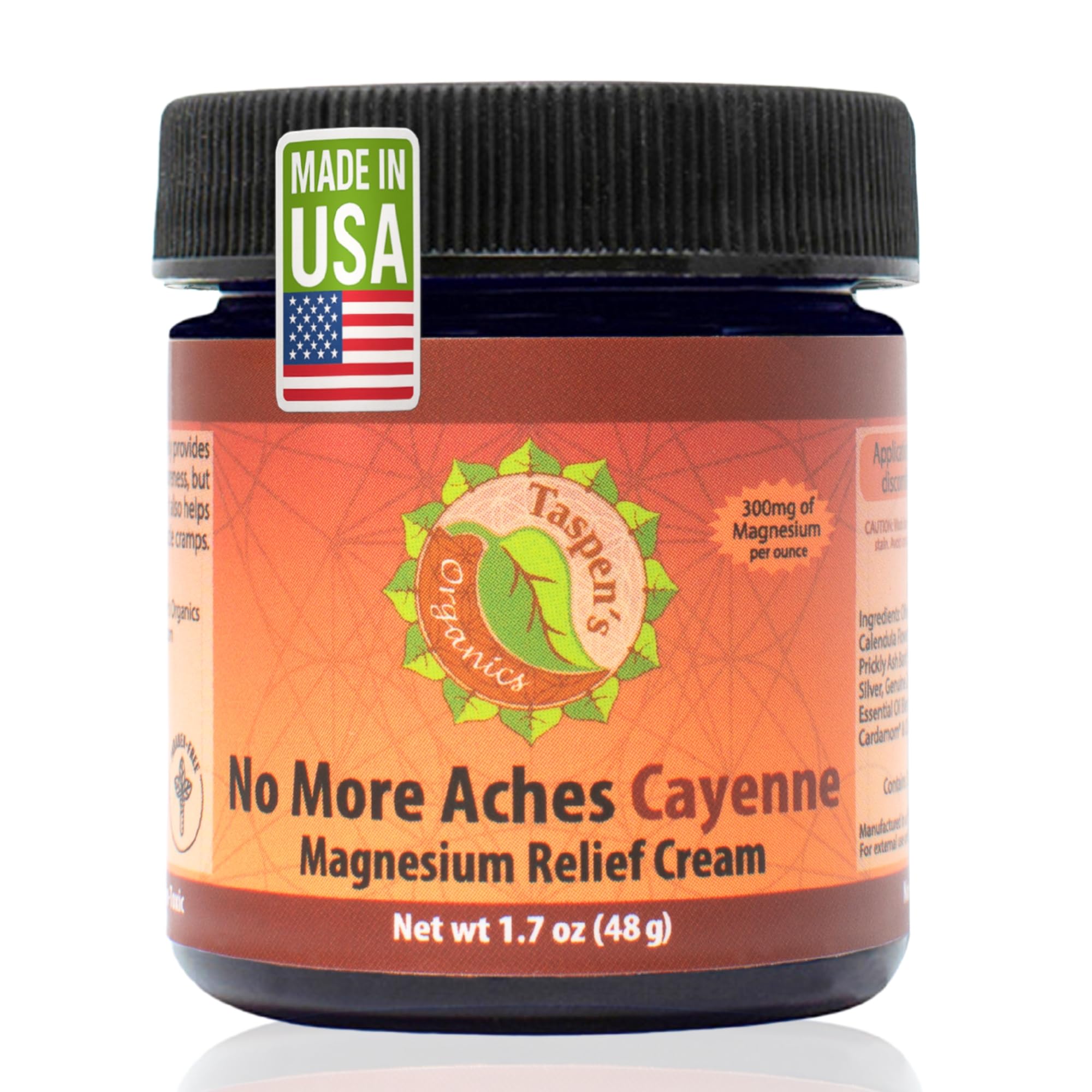 Taspen's Organics Magnesium No More Aches Cayenne Relief Cream – Pain, Tension & Nerve Comfort – Muscle Relief – Warming with Cayenne, Ginger, Arnica & St. John's Wort – Topical Fast Relief (1.7 oz) Taspen's Organics Au supplements