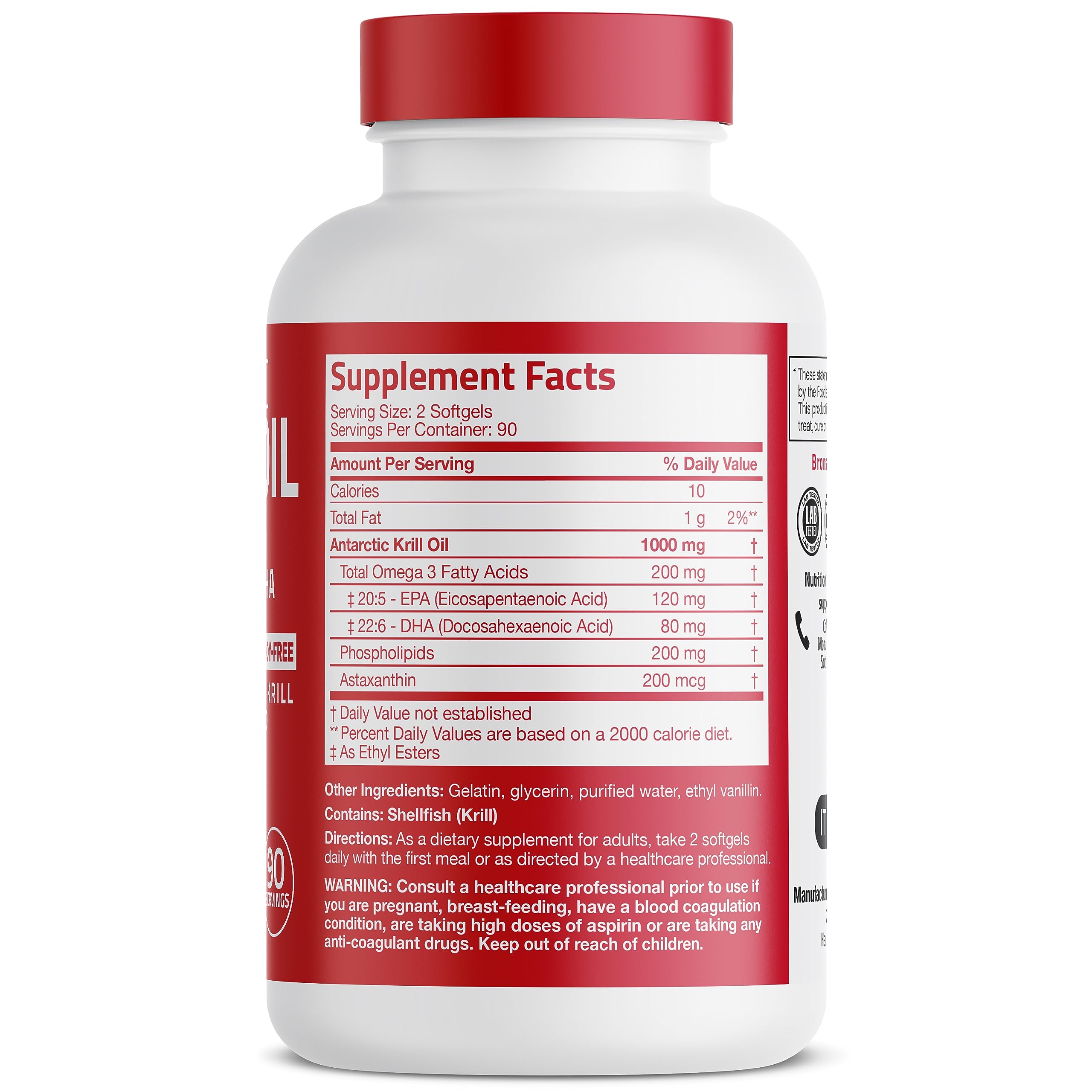 Bronson Antarctic Krill Oil 1000 mg with Omega-3s EPA, DHA, Astaxanthin and Phospholipid Bronson Au supplements