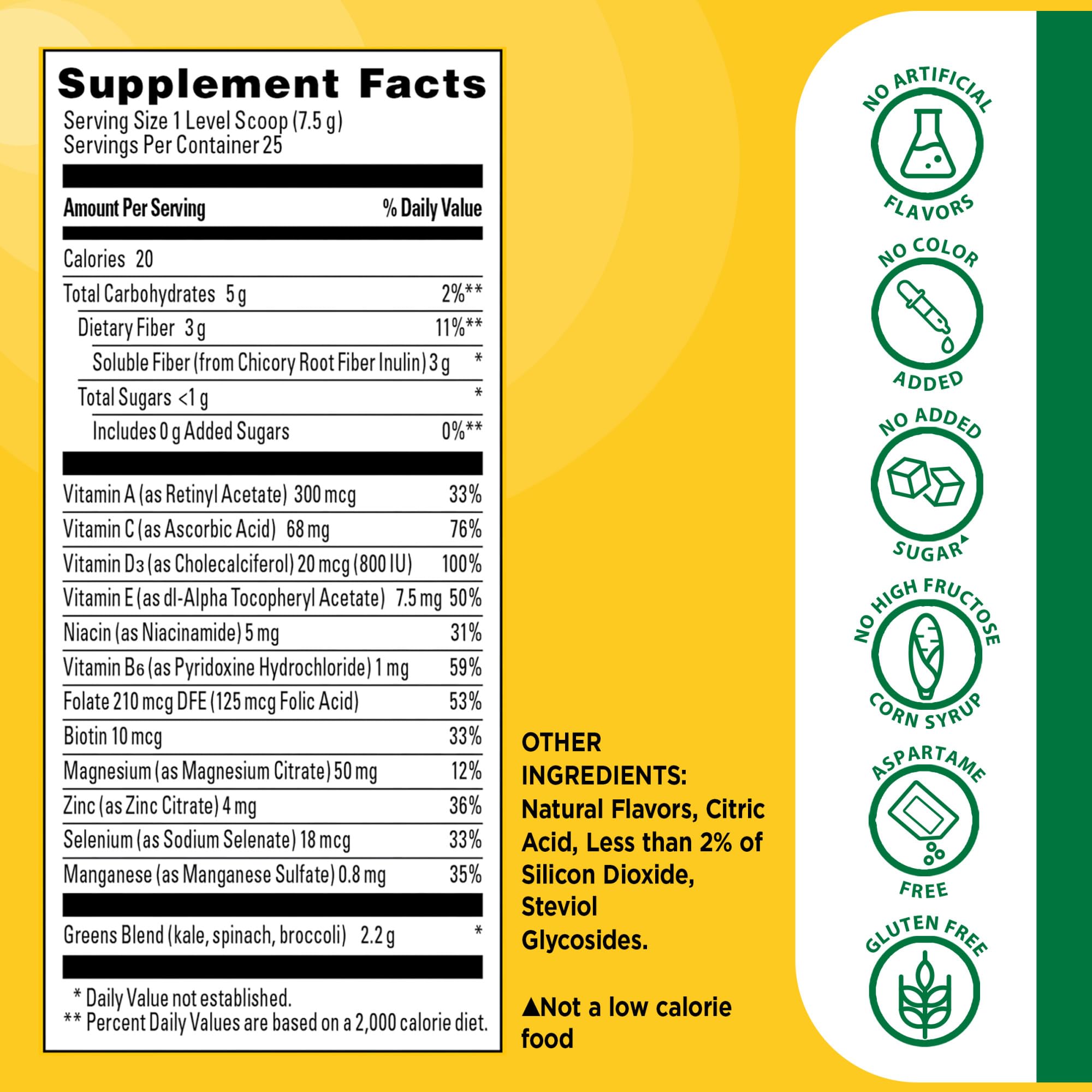 Nature Made Super Greens Powder with Prebiotic Fiber Drink Mix, Made with 1 Cup Veggies Per Serving, Fiber Supplement + Vitamins and Minerals, 25 Day Supply Nature Made Au supplements