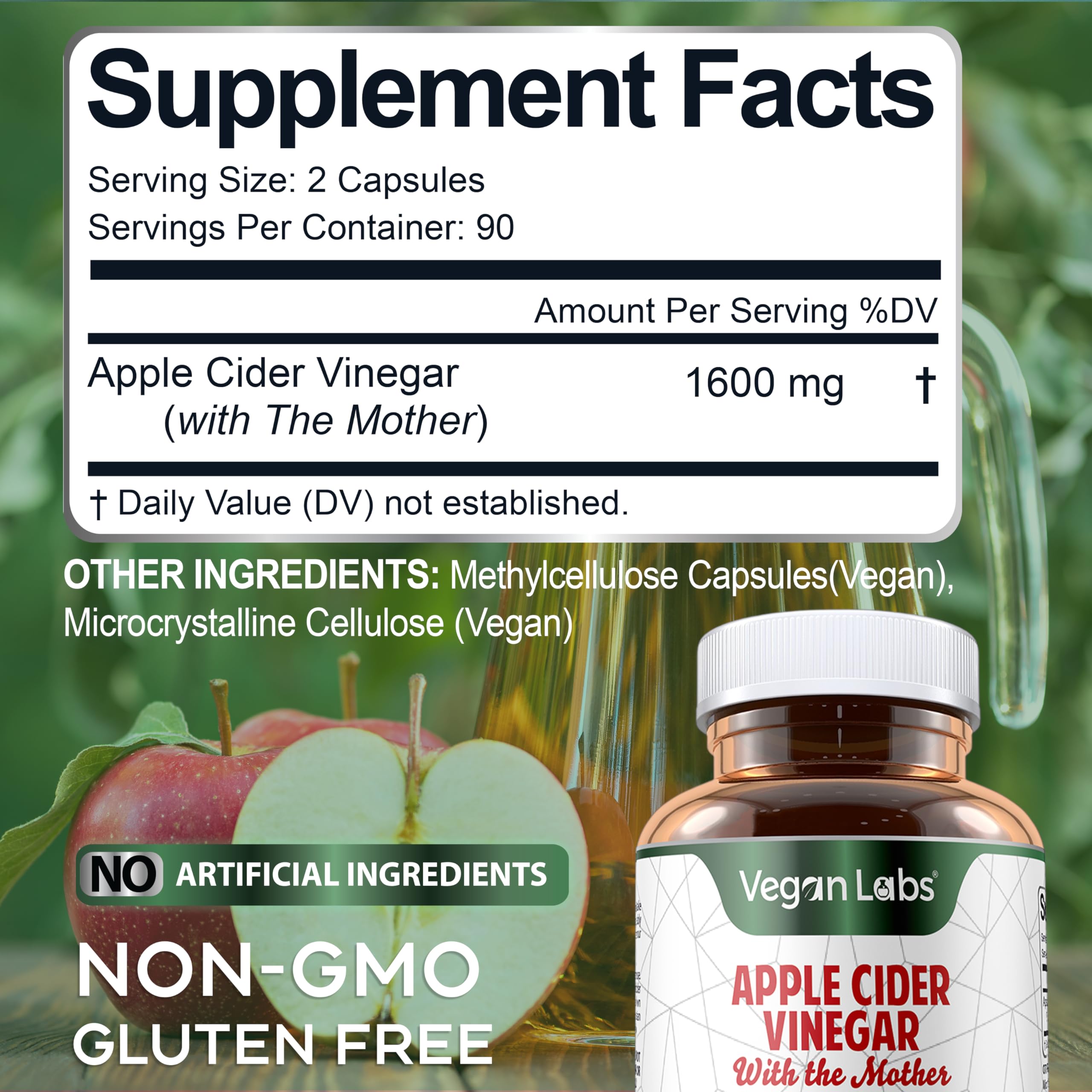 Vegan Labs Apple Cider Vinegar Capsules with The Mother- 180 Vegan Capsules Vegan Labs Au supplements