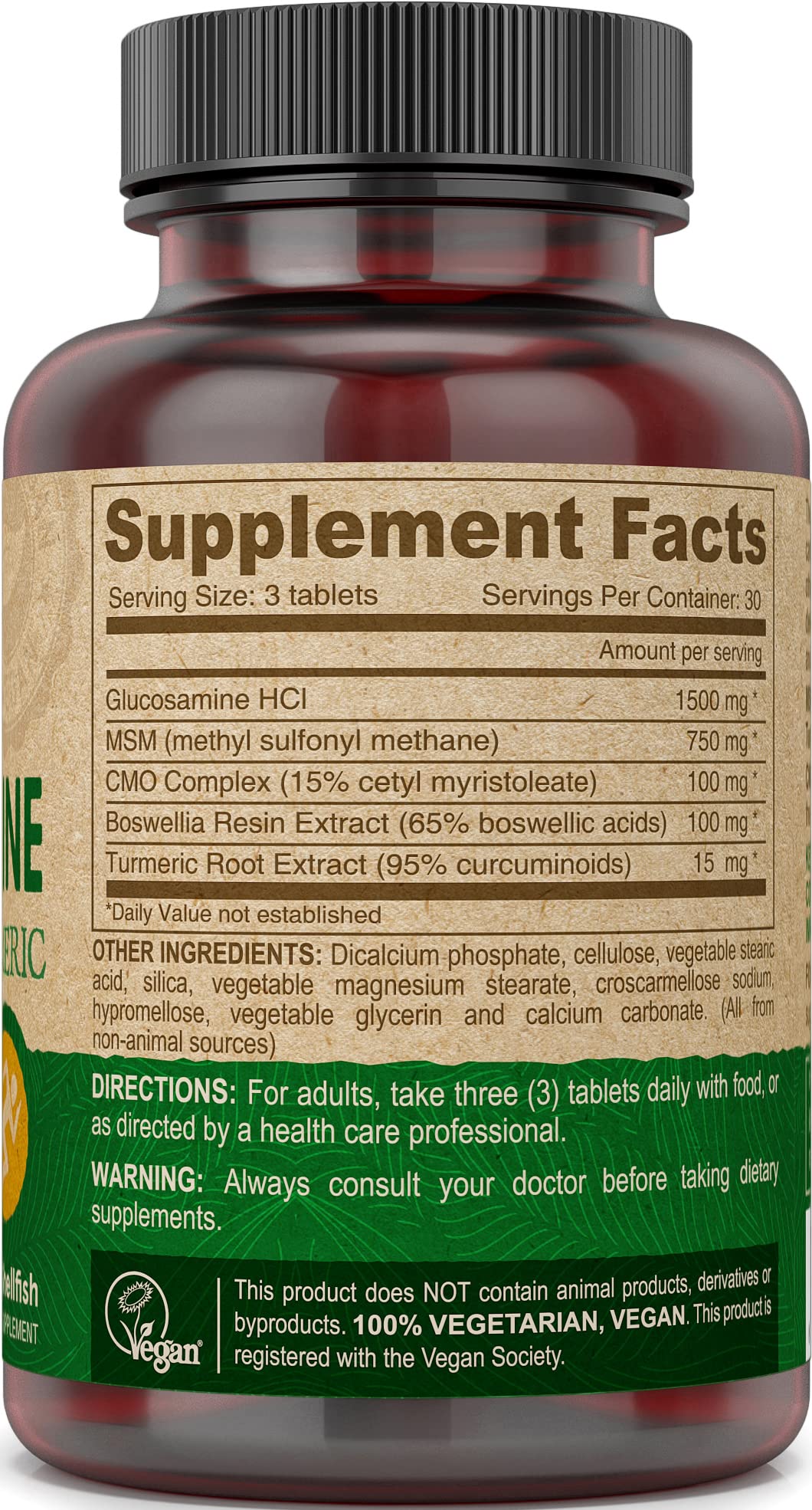Deva Vegan Glucosamine-MSM-CMO & Turmeric Supplement - Gluten Free Plant Based Nutritional Supplement - 90 Tablets, 1-Pack DEVA Au supplements