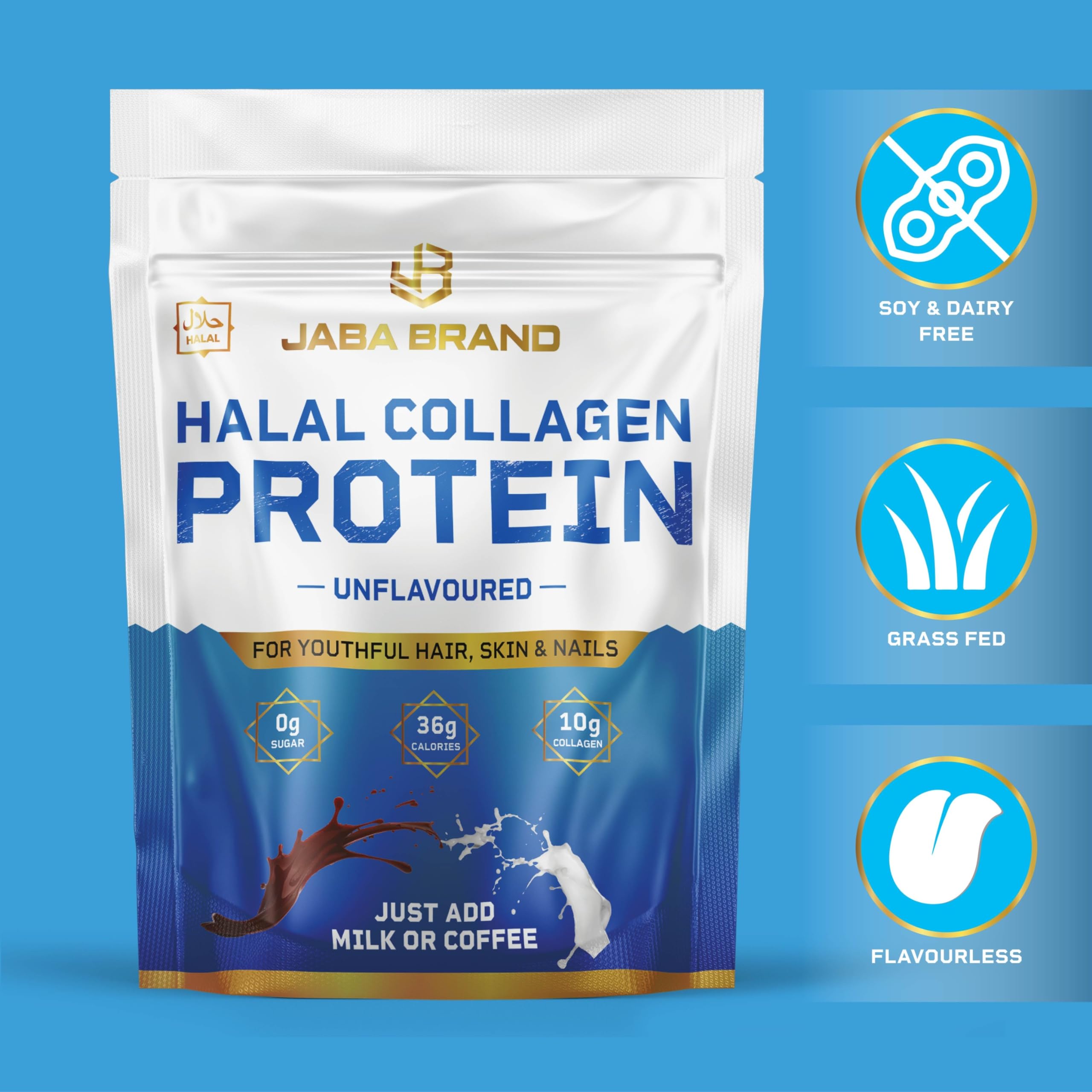 JABA BRAND - Halal Bovine Collagen Protein Powder for Hair, Nails, Joints and Skin JABA BRAND Au supplements