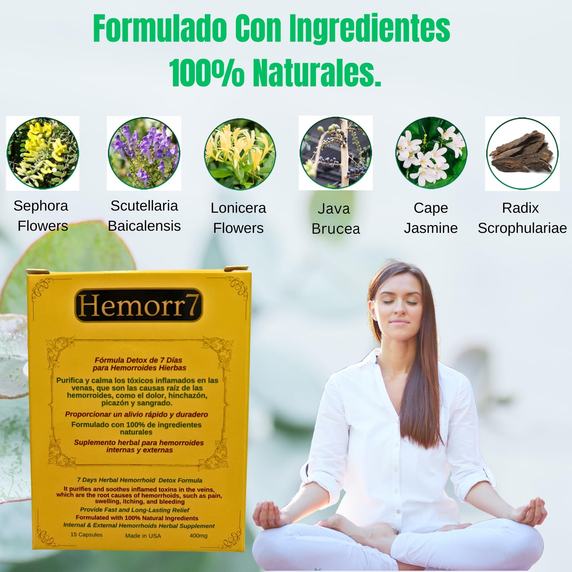 Hemorr7: 7Days 15 Capsules Herbal Hemorrhoid Detox Formula,Fórmula Herbal para desintoxicar las hemorroides Durante 7 días Generic Au supplements
