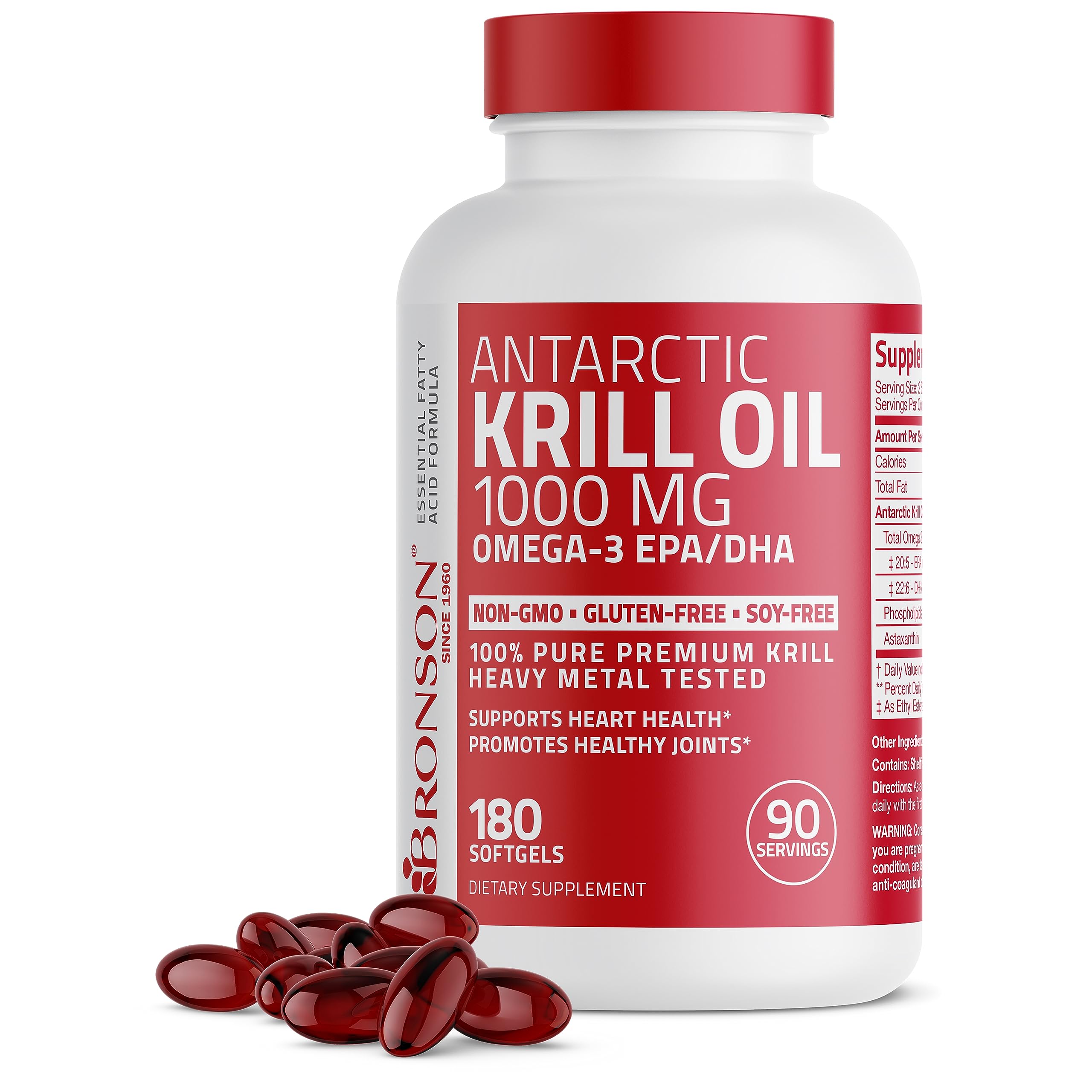 Bronson Antarctic Krill Oil 1000 mg with Omega-3s EPA, DHA, Astaxanthin and Phospholipid Bronson Au supplements