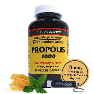 Y.S. Organic Bee Farms Propolis-Raw Unprocessed 1000mg - Your Gateway to Wellness - 90 Capsules with Bonus worldwidenutrition Multi Purpose Key Chain Worldwide Nutrition Au supplements