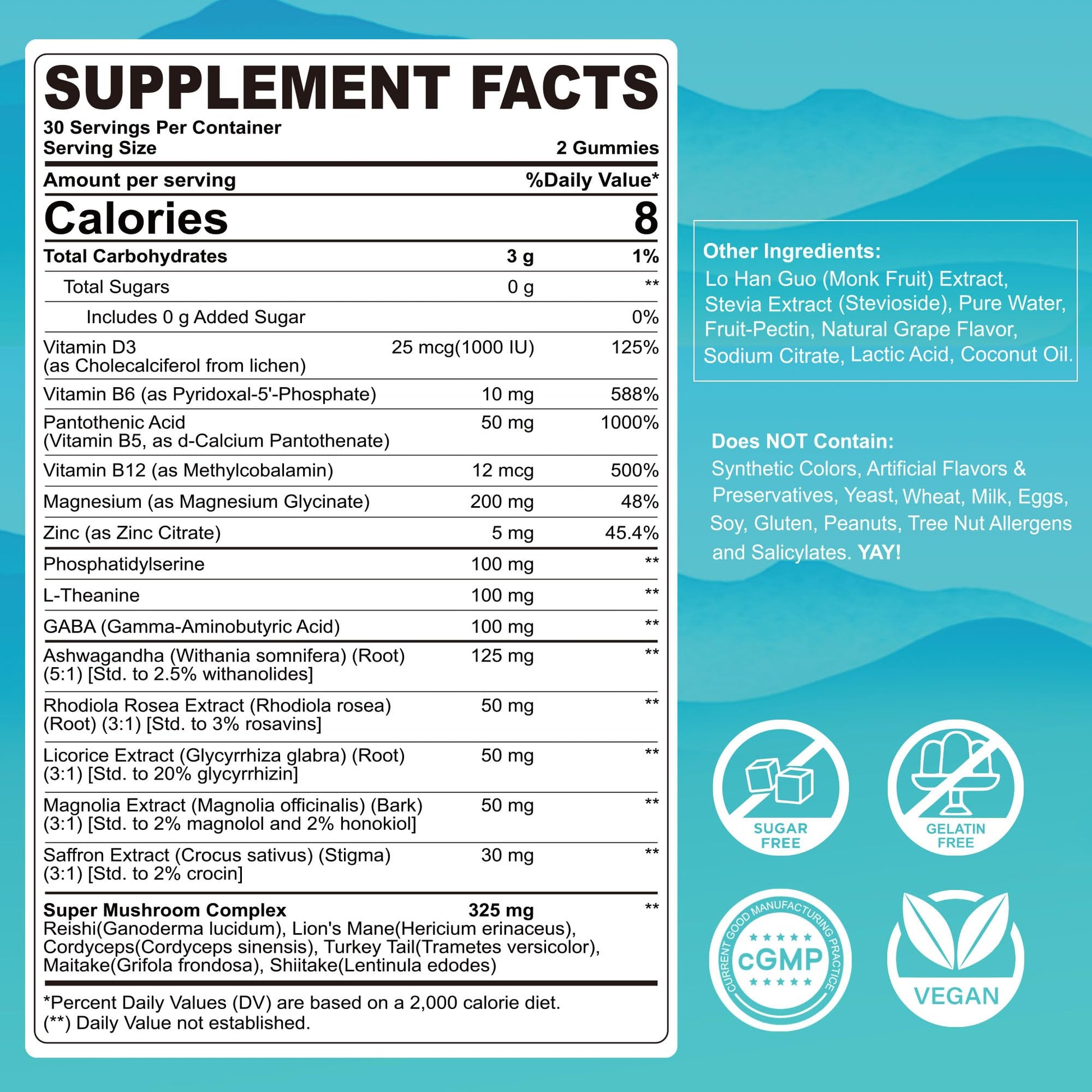 Cortisol Gummies for Women & Men, Sugar Free Cortisol Reducer Supplements w/ Magnesium, Ashwagandha, Mushroom, L-theanine, Rhodiola, Vitamin B6 B12 for Cortisol Detox, Relax, Sleep Support 2 Pack LILICARE Au supplements