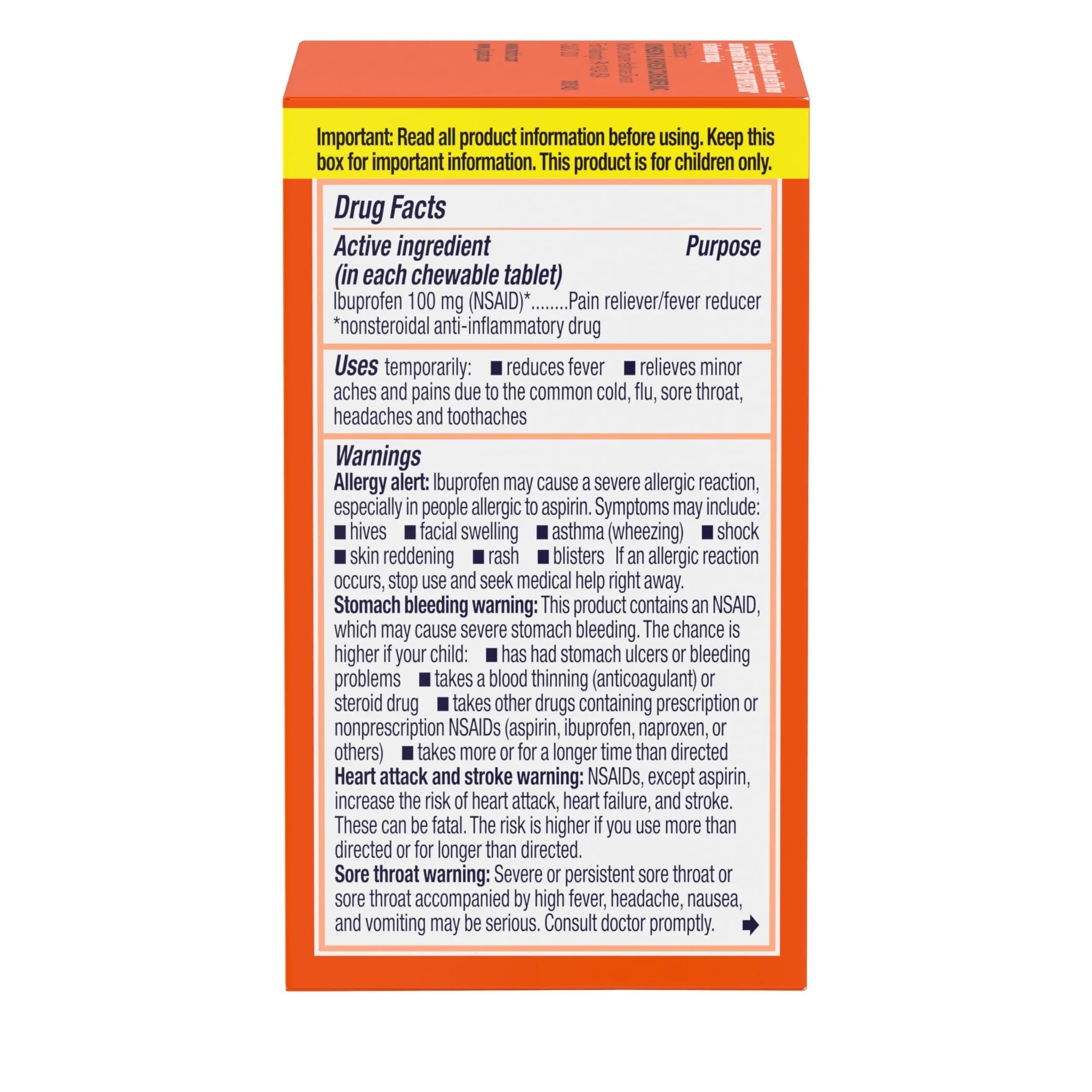 Motrin Children's Dye-Free Chewable Tablets with Ibuprofen, Kids' Fever Reducer & Pain Reliever for Sore Throat, Fever, Toothache & Pain Relief, Grape Flavor, 24 Count (Pack of 2) Motrin Au supplements