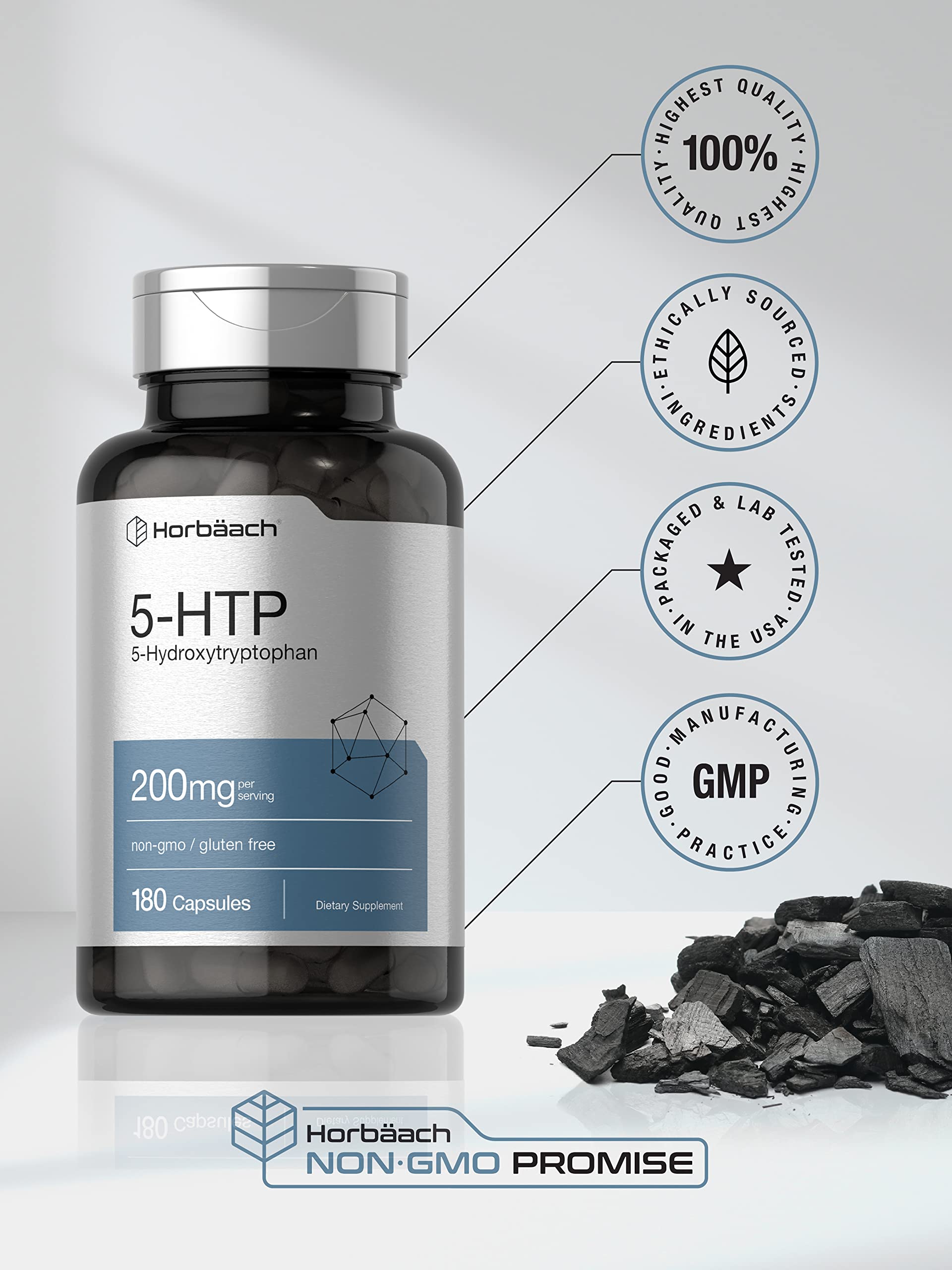 5HTP 200mg Capsules | 180 Capsules | Griffonia Simplicifolia | 5HTP Extra Strength Supple Horbäach Au supplements