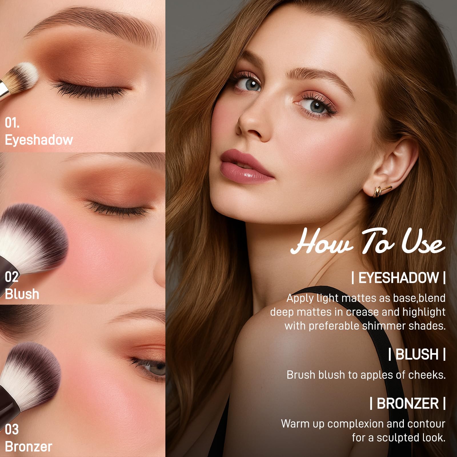 UCANBE Full Size Baked Makeup Palette Set - Include Blush, Bronzer, 8 Eyeshadows & Brushes, Pigmented All-in-One Face & Eye Compact Powder Beauty Holiday Gift Kit for Starter & Pros, Travel Friendly UCANBE Au supplements