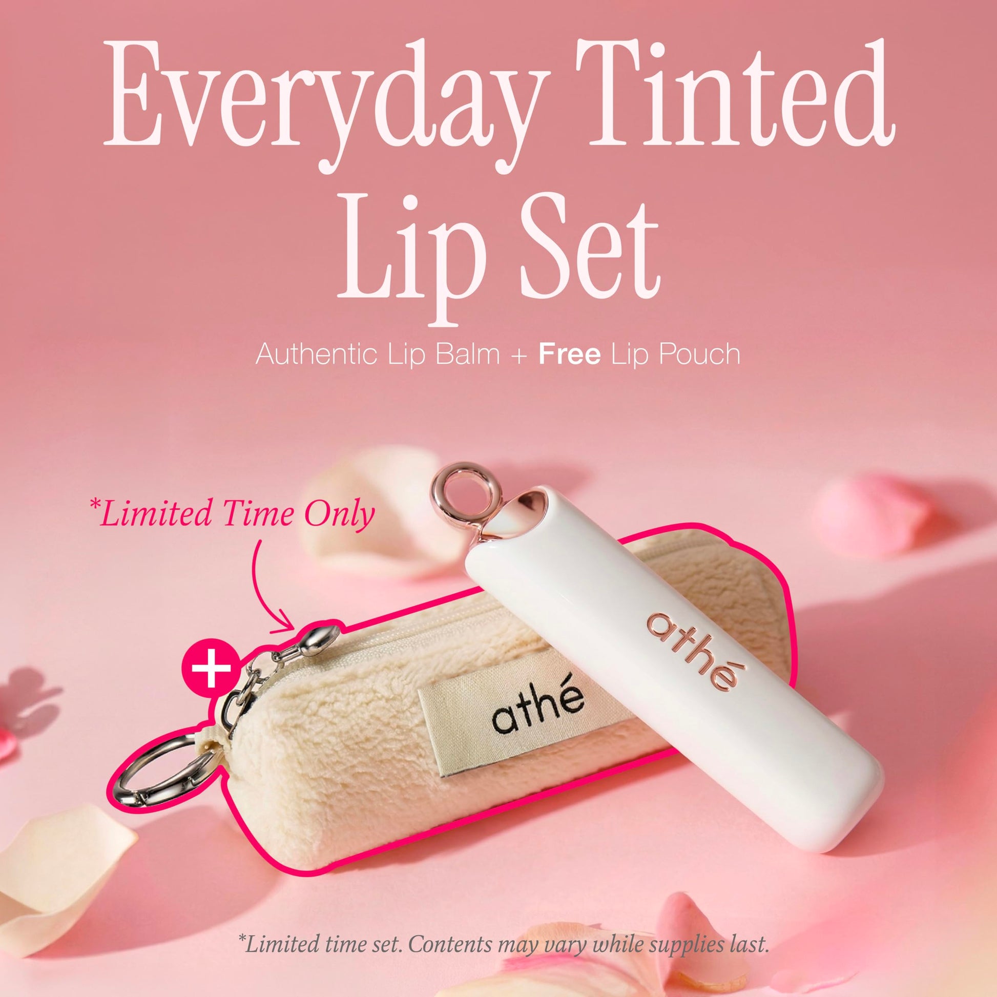 athé Everyday Tinted Lip Set – Tinted Lip Balm Stick with Madecassoside, Ceramide & Squalane, Includes Lip Pouch | Hydrating, Non-Sticky, Vegan K-Beauty Lip Care ATHÉ Au supplements