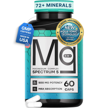 Spectrum 5 Magnesium | 5-in-1 Complex + 72 Trace Minerals for Enhanced Absorption | Irish Sea Sourced | 500mg per Serving | Made in USA, Third Party Tested, GMP Certified SonoHealth Au supplements