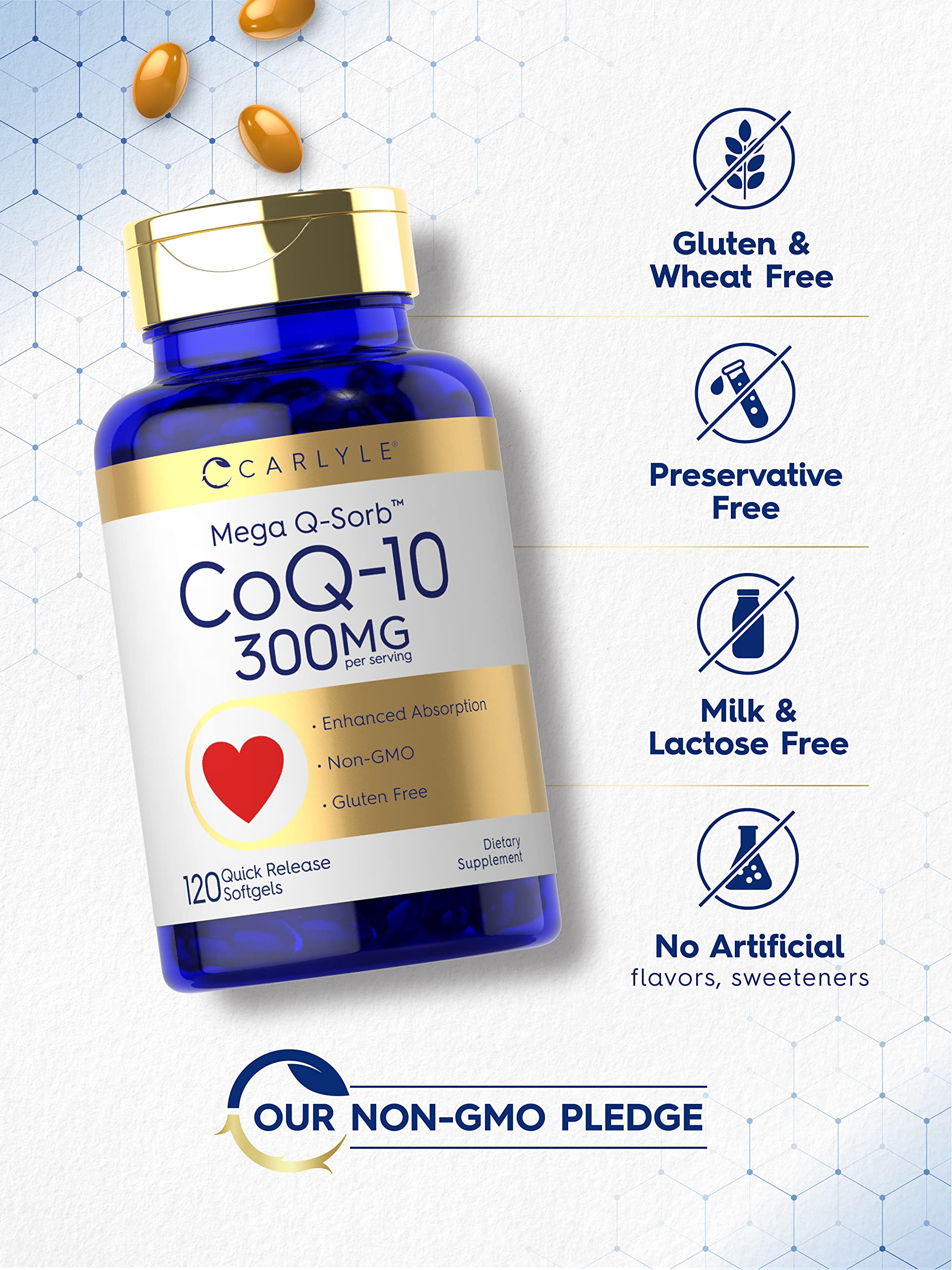 Carlyle CoQ10 300mg | 120 Softgels | Mega Q-Sorb Coenzyme Q-10 | with Black Pepper Carlyle Au supplements