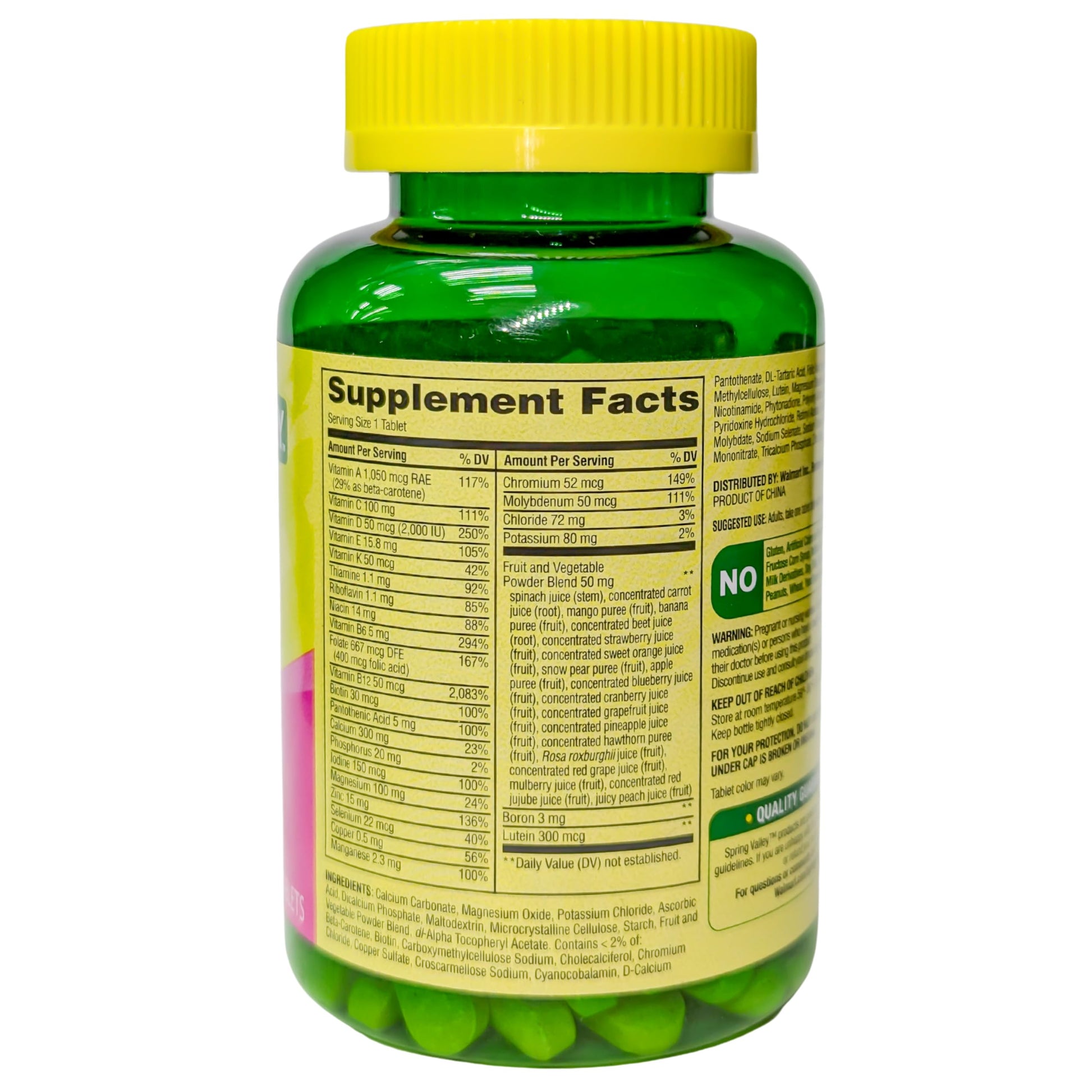 Spring Valley Women's 50+ Multi with Fruits & Vegetables Dietary Supplement 150 Tablets (One Bottle) Good Health Buena Salud Au supplements