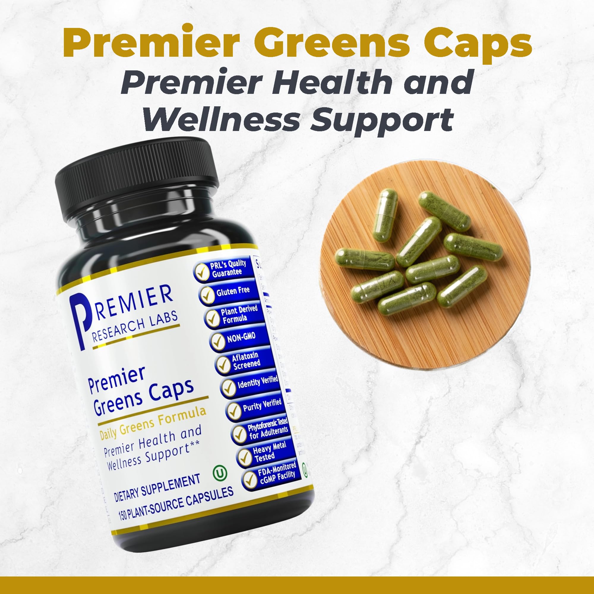 Premier Research Labs Greens Capsules - Super Greens Capsules, Greens Supplements, Super Greens Pills for Wellness, Veggie Pills with Leafy Greens, Kale, Chlorella - 150 Vegetarian Capsules Premier Research Labs Au supplements