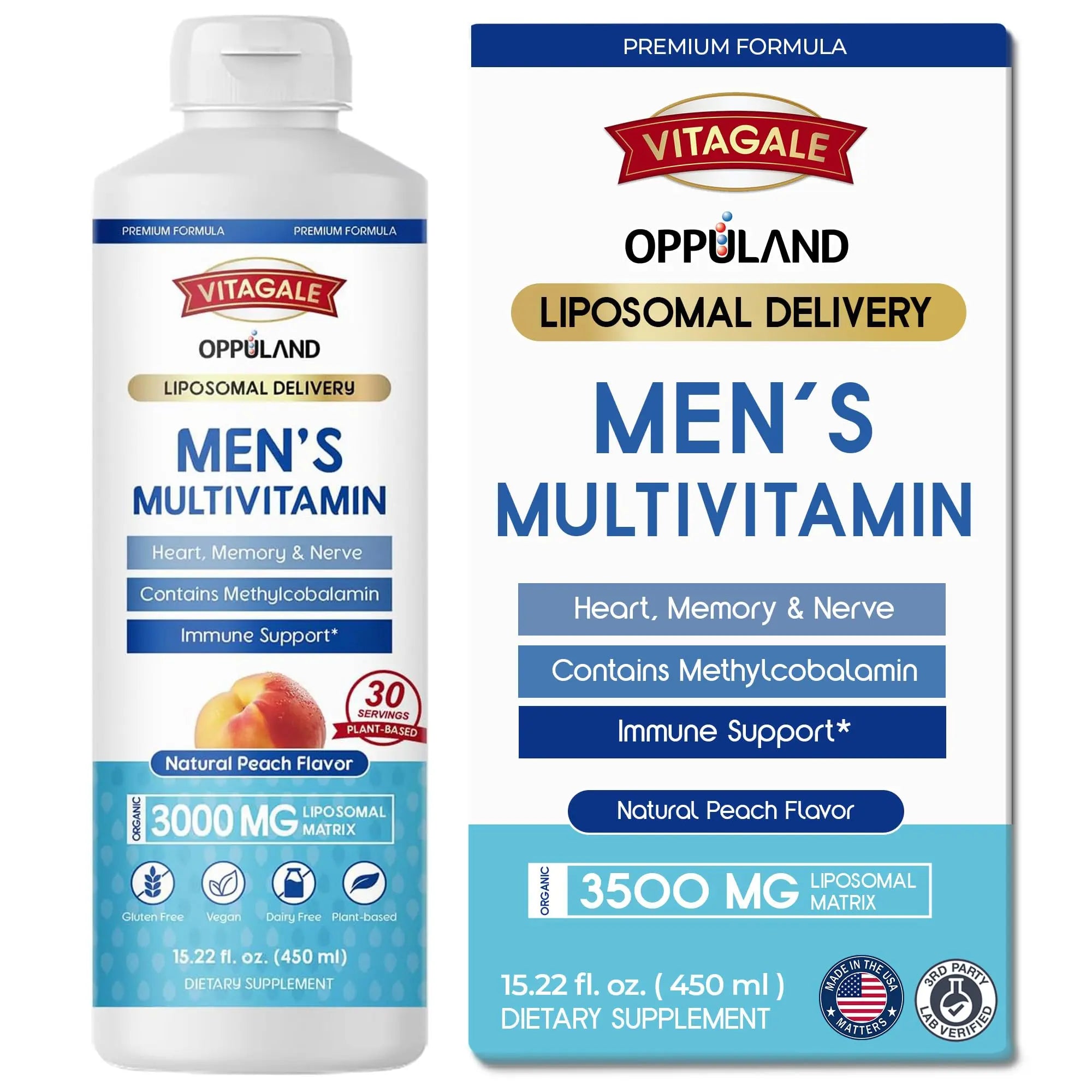 oppuland - Men's Multivitamin - Liquid Supplement - Liposomal Delivery - Daily Multi Vitamin with Biotin B Complex Omega-3 - Hair & Nail Support Vitamin oppuland Au supplements