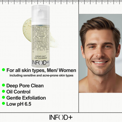 INFODPLUS Gel Cleanser, Gentle Low pH Deep Cleansing, Oil Control, Pore Blackhead Removal Face Wash, Ceramide Panthenol, Hydrating Barrier Balance Korean Skincare for Sensitive Skin, 3.38 fl.oz 100ml INFOD+ buy supplements Au
