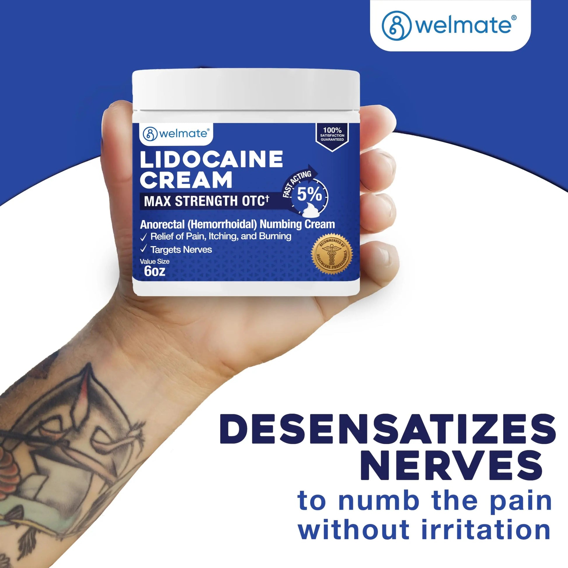WELMATE 5% Lidocaine Cream for Hemorrhoids, 6 oz Jar – Fast-Acting Lidocaine Numbing Cream & Topical Analgesic Cream for Anorectal Itch Relief WELMATE Au supplements