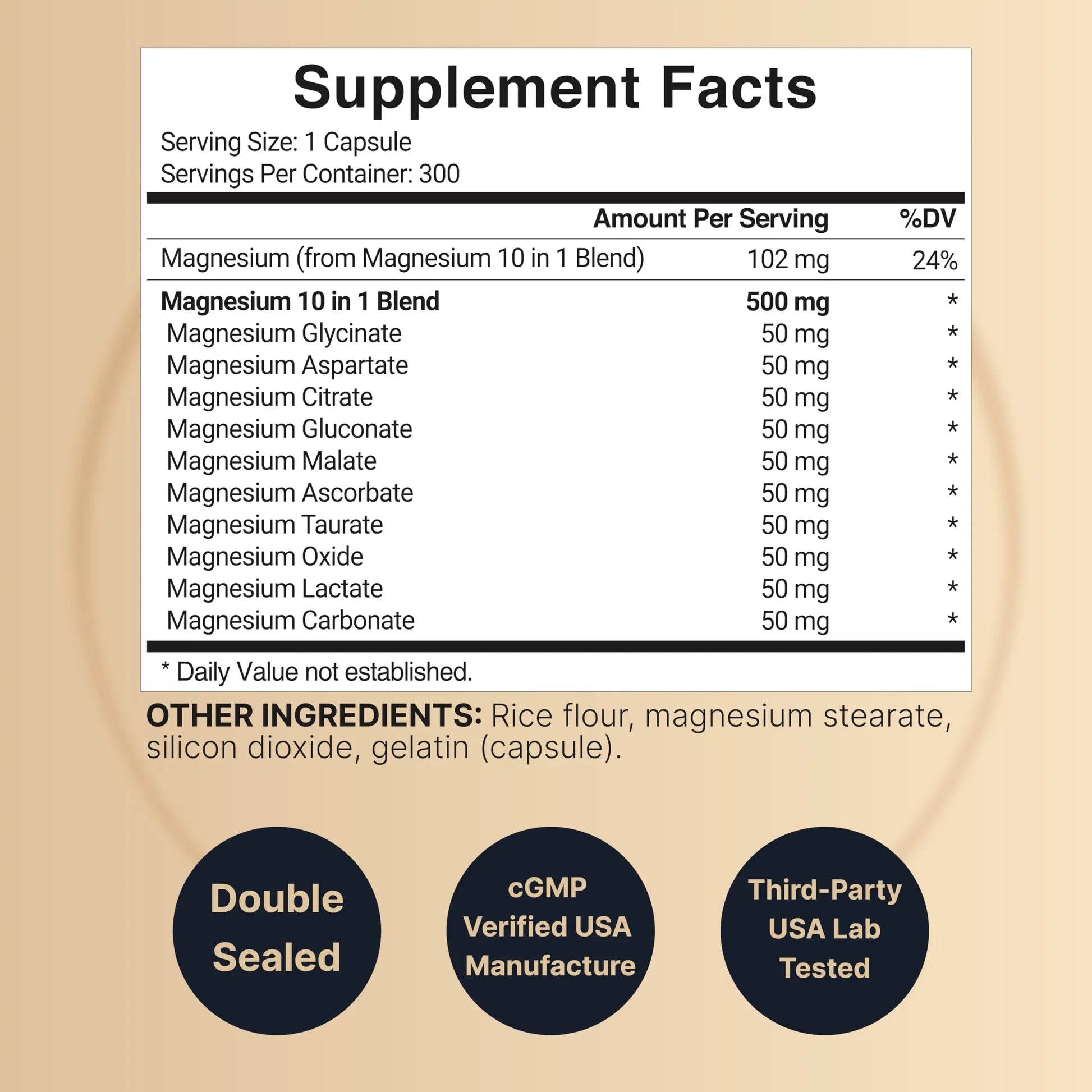 Magnesium Complex 500mg, 300 Capsules | 10-in-1 Magnesium Glycinate, Citrate, Malate & More | Chelated Form for Easy Absorption | Non-GMO NatureBell Au supplements