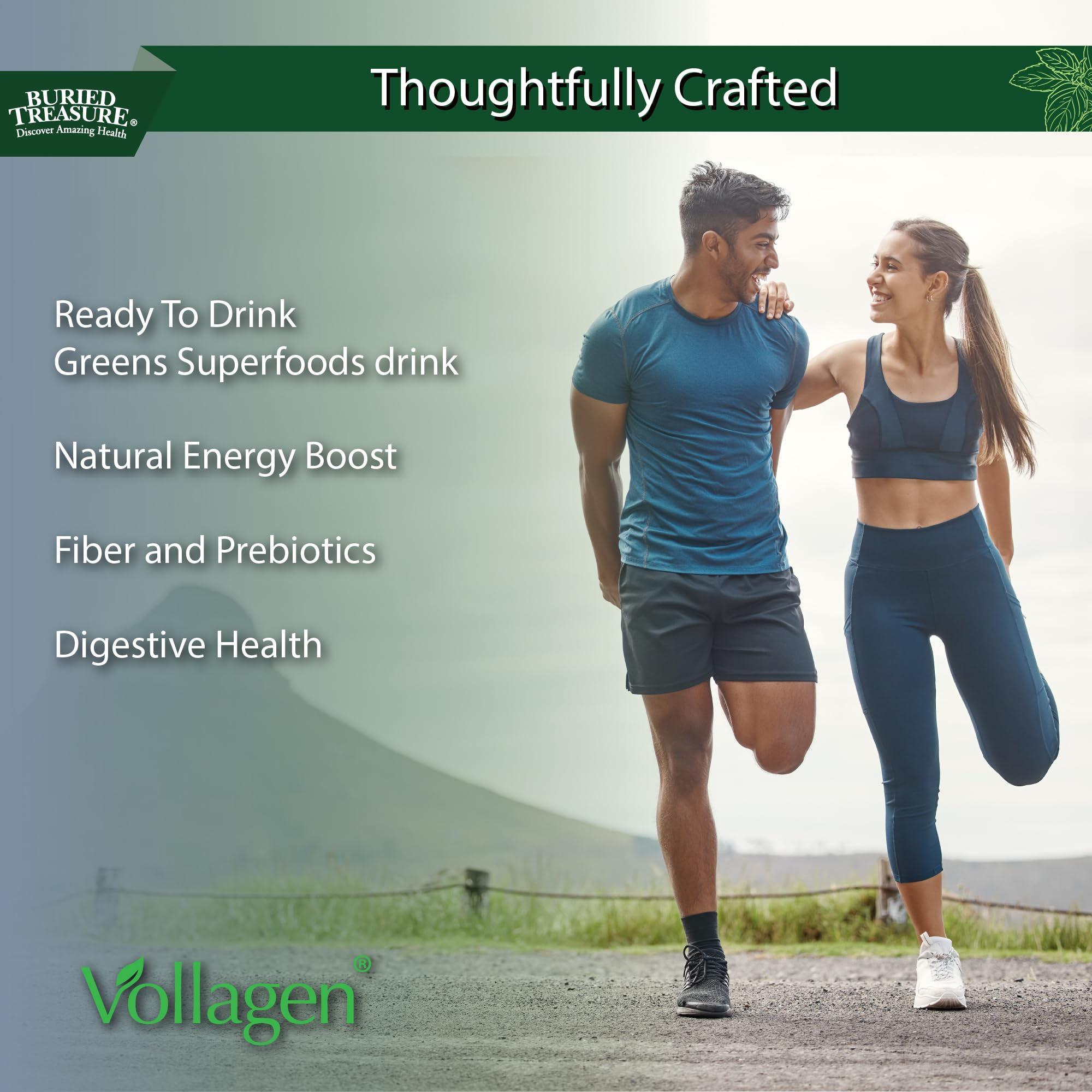 Buried Treasure Green20 Fusion – Superfood Blend with Vollagen for Skin, Hair, and Joint Support, Plant-Based, Vegan, Non-GMO Gluten-Free, Dairy-Free, Soy-Free, 32oz Liquid Buried Treasure Au supplements