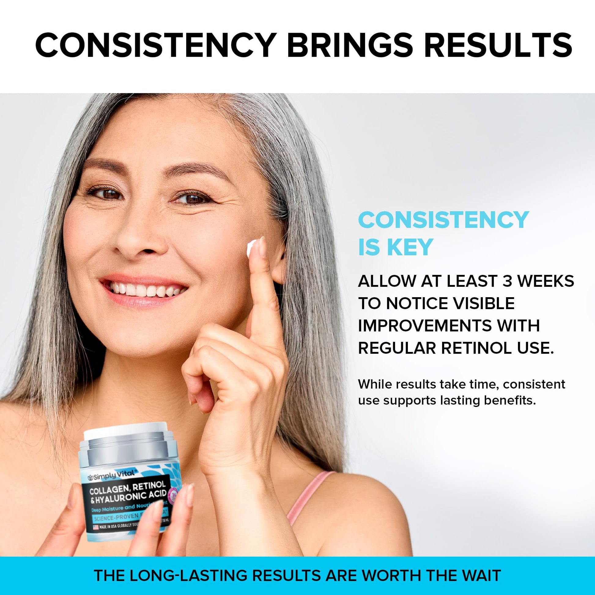 Anti-Aging Face Moisturizer with Retinol, Collagen & Hyaluronic Acid - Made in USA - Moisturizer Face Cream for Women & Men - Firming & Hydrating Neck Cream - Day & Night Skin Care - 1.7 fl oz SimplyVital Au supplements