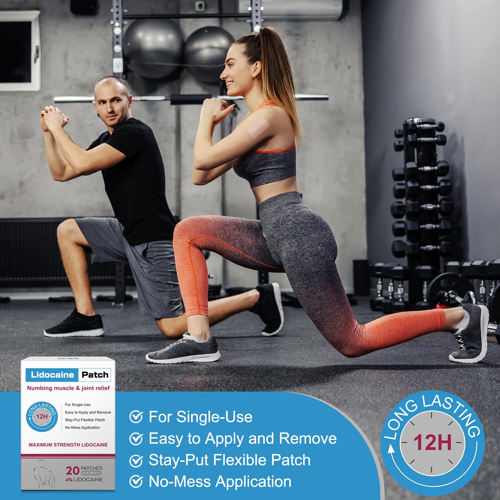 YOAPA 4% Lidocaine Pain Relief Patches | Maximum Strength Numbing Gel Patch for Back, Neck, Knee, Shoulder & Joint Pain | Up to 12 Hour Temporary Relief | 20 Count - G41 YOAPA Au supplements