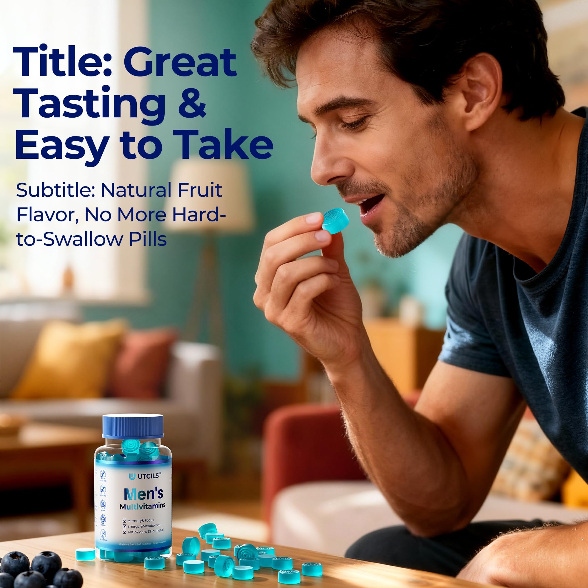 Mens Multivitamin Gummies for Men Daily - Zero Sugar Adult Gummy Vitamins with Saw Palmetto, Omega 3 DHA EPA, Probiotics 5B CFU, CoQ10, Turmeric Ginger for Prostate, Heart, Brain & Energy Support Utcils Au supplements