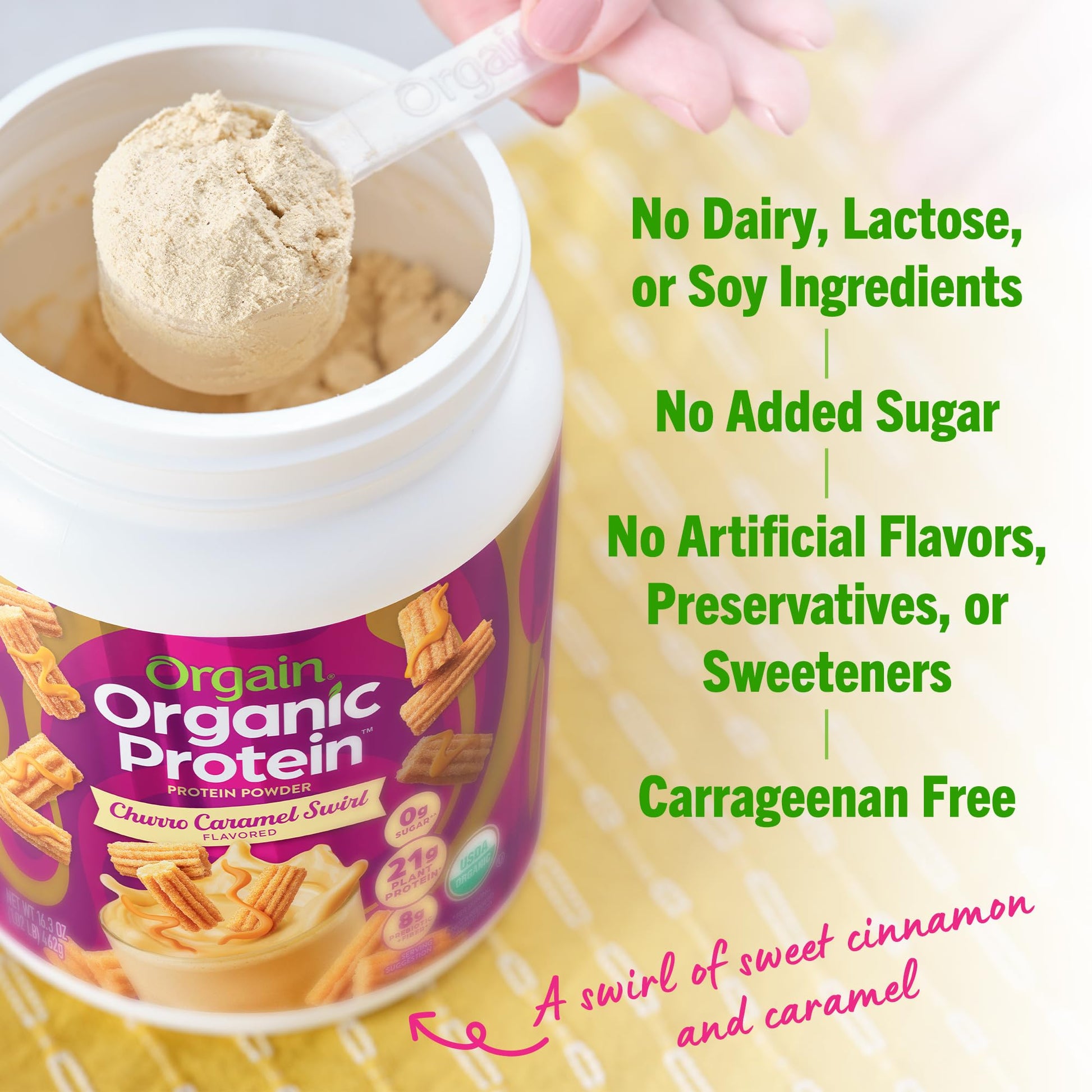 Orgain Organic Vegan Protein Powder, Churro Caramel Swirl - 21g Plant Based Protein Orgain Au supplements