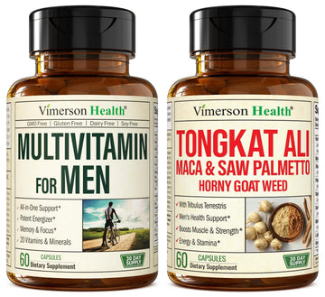 Vimerson Health Multivitamin for Men & Tongkat Ali for Men with Horny Goat Weed, Maca Root Powder, Tribulus Terrestris, Saw Palmetto Extract Vimerson Health Au supplements