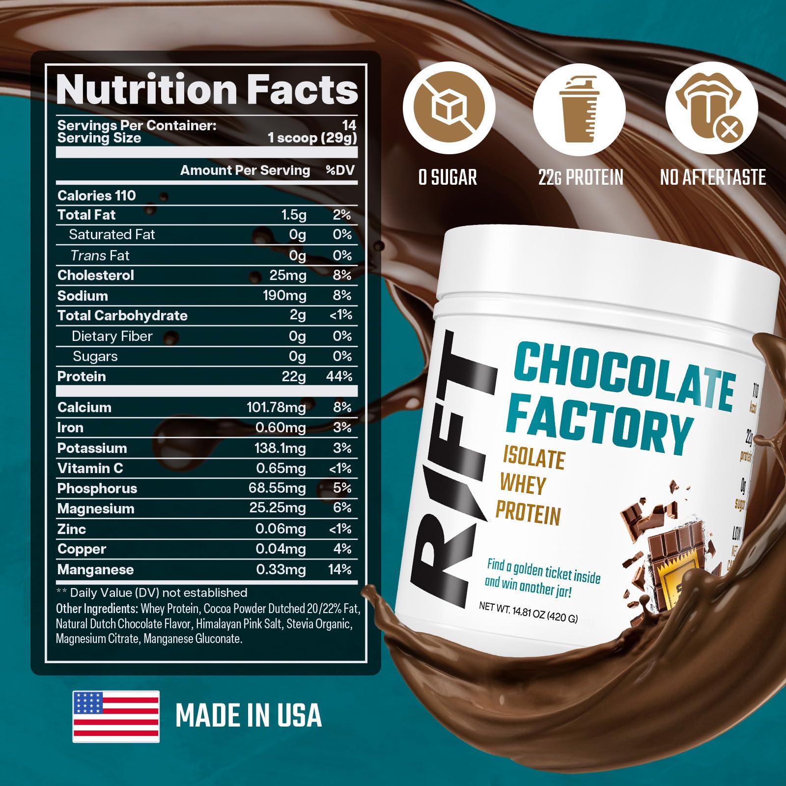 RIFT Chocolate Whey Protein Powder for Adult - Protein Isolate Powder Chocolate RIFT Au supplements