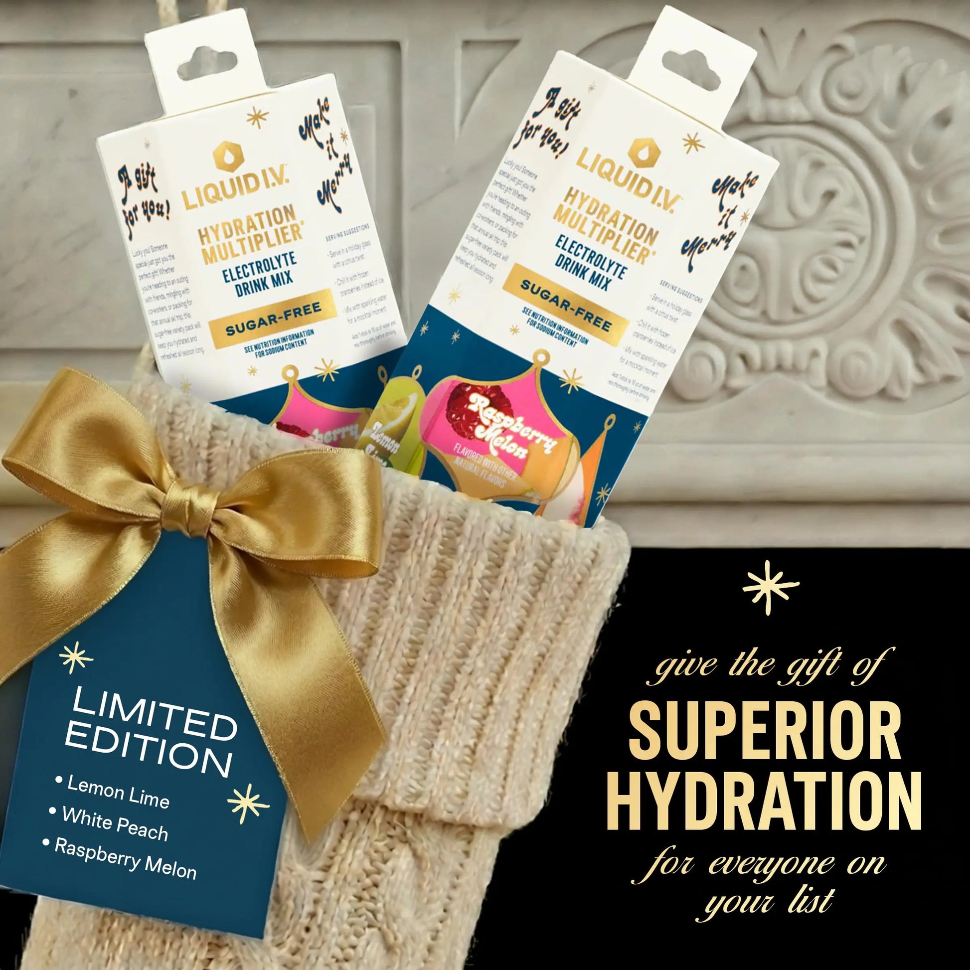 Liquid I.V.® Hydration Multiplier Sugar-Free - Variety Pack Stocking Stuffer - Raspberry Melon, Lemon Lime, and White Peach - 4 Pack (12 Sticks) Liquid I.V. Au supplements