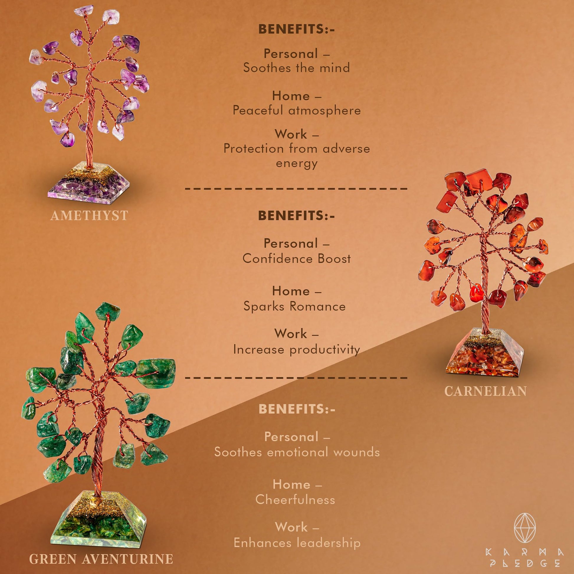 Crystal Tree Tree of Life 7 Chakra Healing Crystals & Stones for Positive Energy, Good Luck Gifts KARMAPLEDGE Au supplements