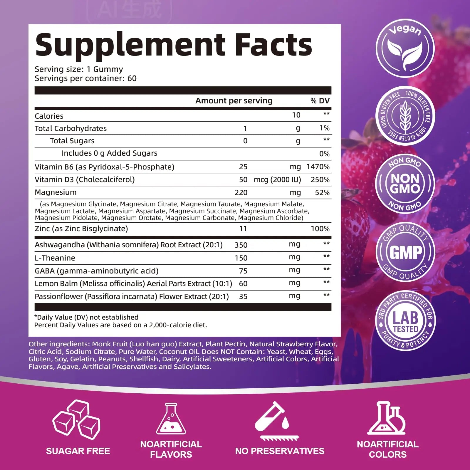 Migcopat Magnesium Complex Gummies, 20 in 1 Magnesium Gummy with Glycinate Citrate Malate Taurate - Ashwagandha, L-Theanine, D3&Zinc for Relaxation, Sleep, Muscle&Heart Support, Strawberry, 60 Cts Migcopat Au supplements