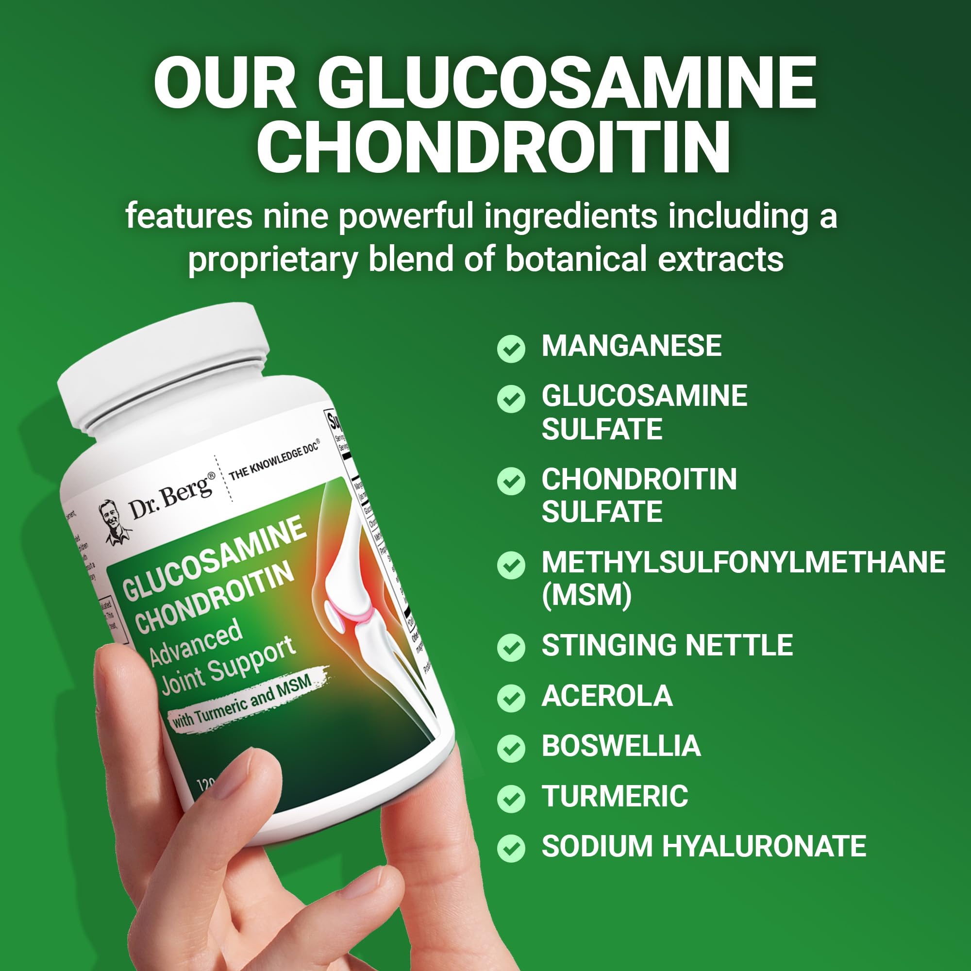 Dr. Berg Glucosamine Chondroitin MSM Turmeric & Boswellia - Advanced Joint Support Supplement with 1500 mg Glucosamine Sulfate - Includes 120 Capsules Dr. Berg Nutritionals Au supplements