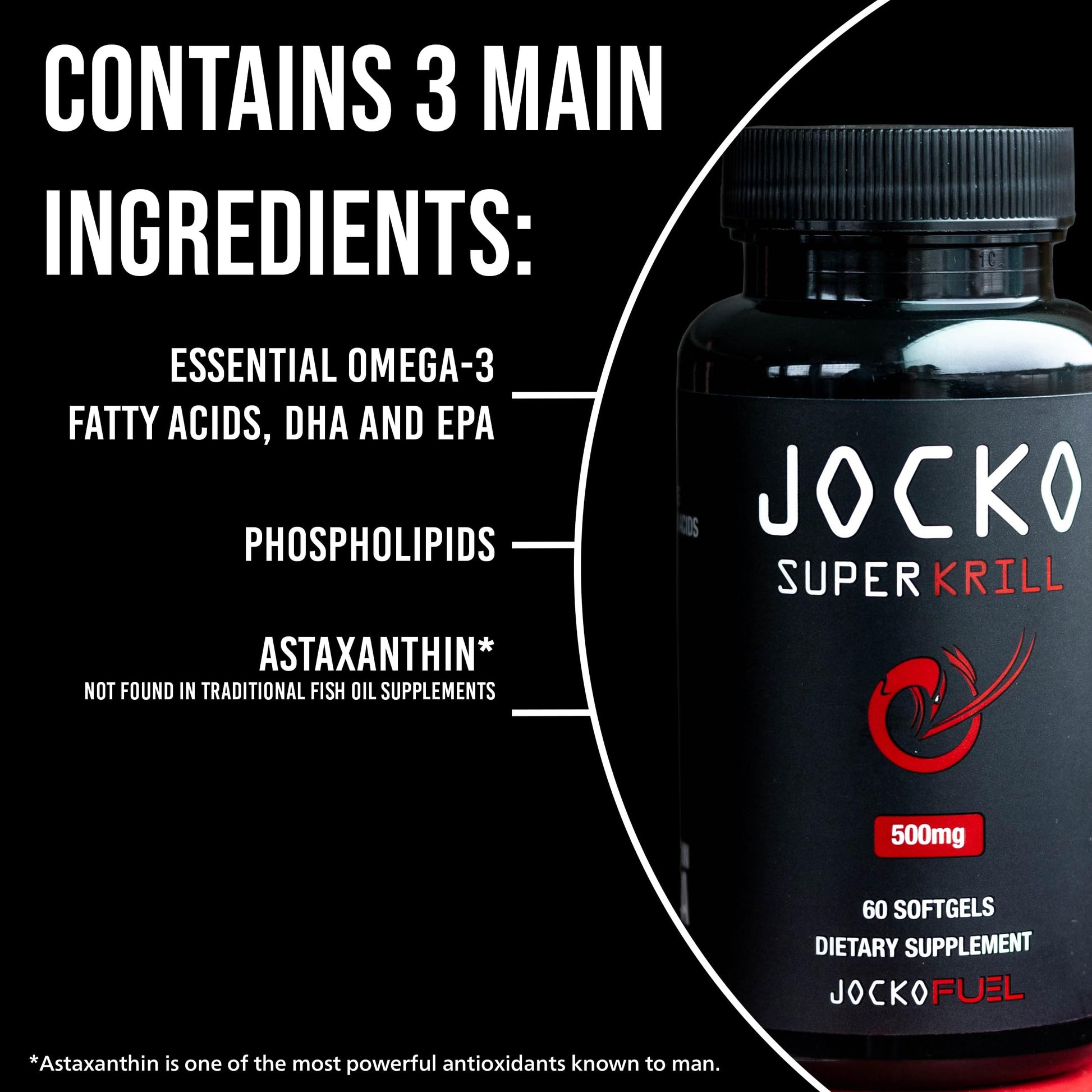 Jocko Fuel Antarctic Krill Oil Omega 3 Fatty Acid Supplements DHA & EPA - 1000mg Softgels - Supports Joints, Mobility & Mental Function (60 Softgels) Jocko Fuel Au supplements