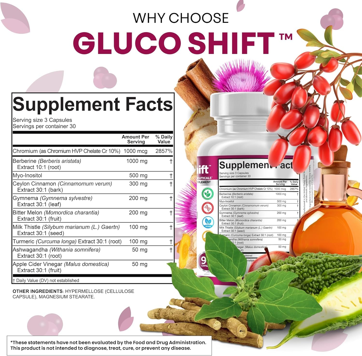 Clean Nutra Berberine Supplement Myo-Inositol Ceylon Cinnamon Gymnema Bitter Melon Chromium Complex for Digestion, Antioxidant Support & Wellness 90 Vegan Capsules Non-GMO Clean Nutraceuticals Au supplements