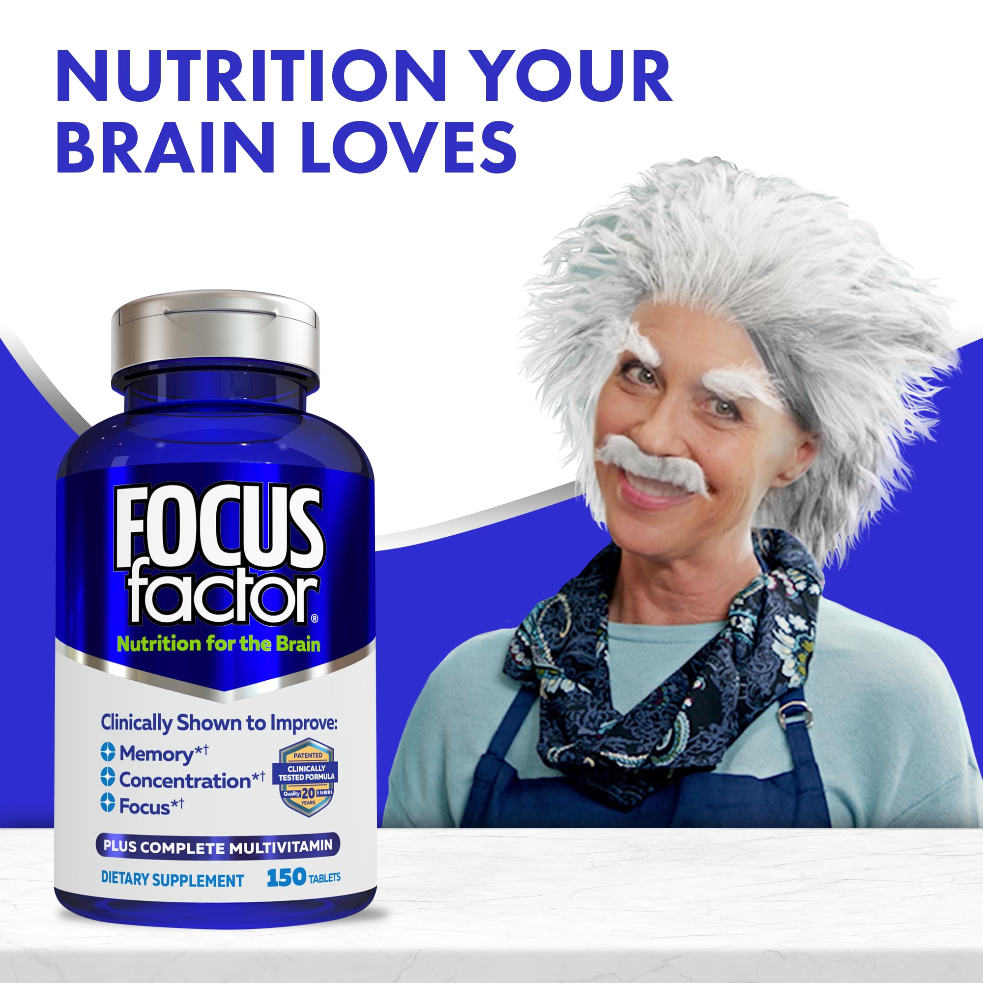 Focus Factor Nutrition for The Brain Improved Memory & Concentration Brain Supplement, 150 Count, 1 Pack (10407) Focus Factor Au supplements