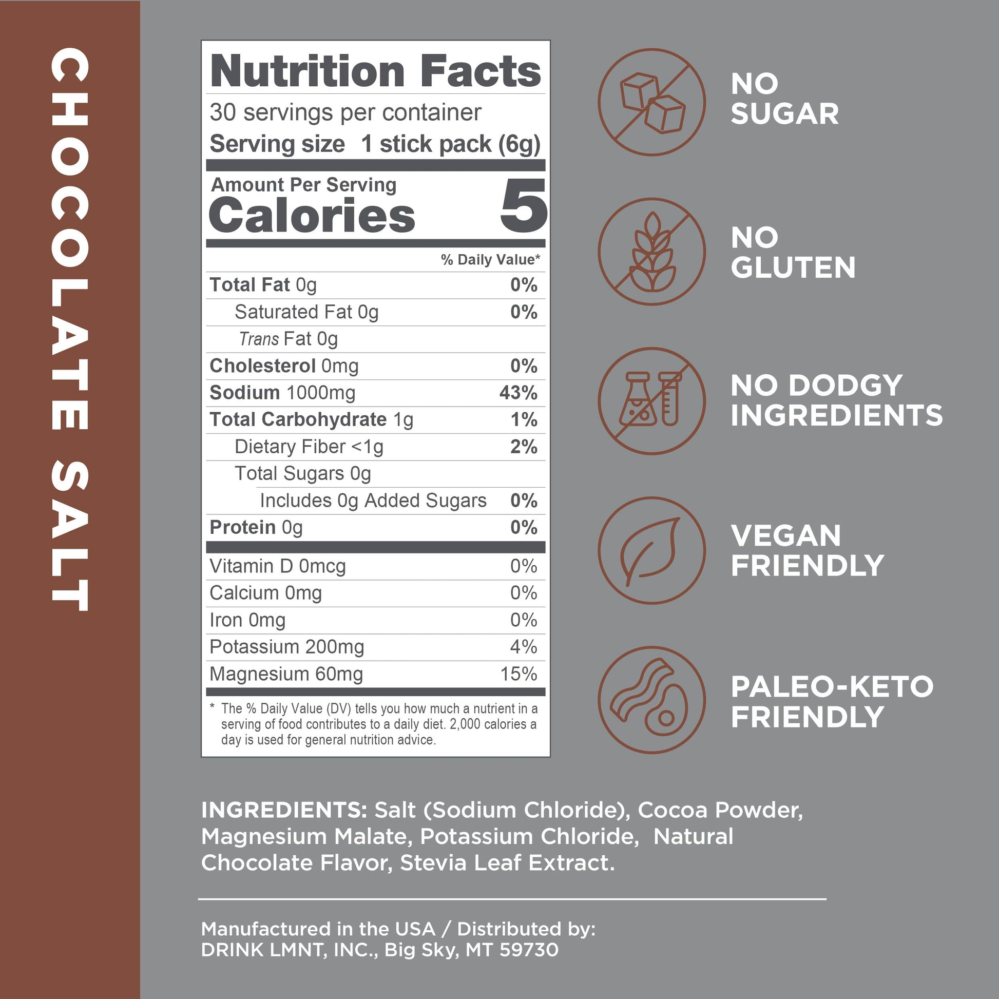 LMNT Zero-Sugar Electrolytes - Hot Chocolate Salt - Hydration Powder Packets Drink LMNT Au supplements
