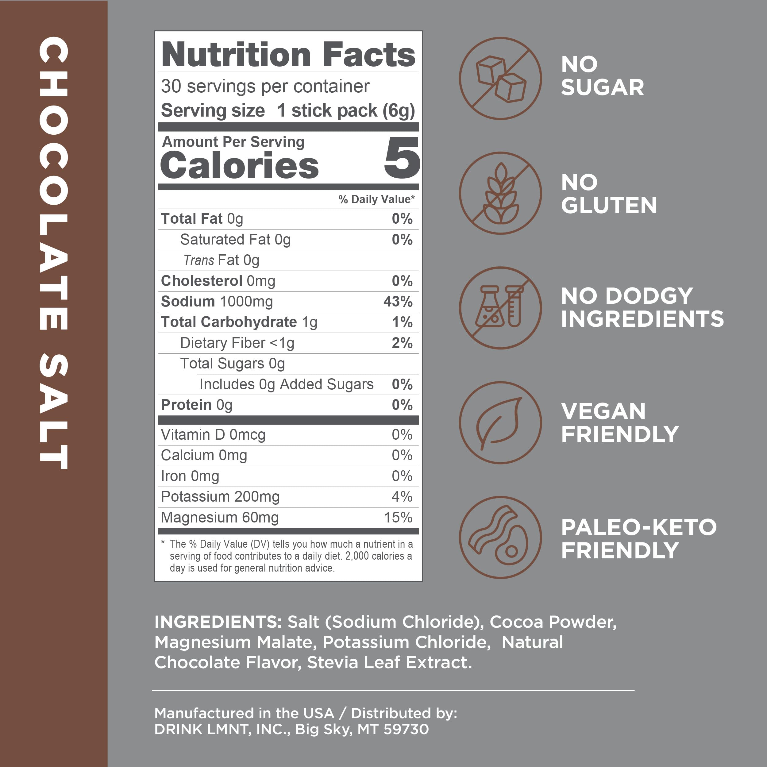LMNT Zero-Sugar Electrolytes - Hot Chocolate Salt - Hydration Powder Packets Drink LMNT Au supplements