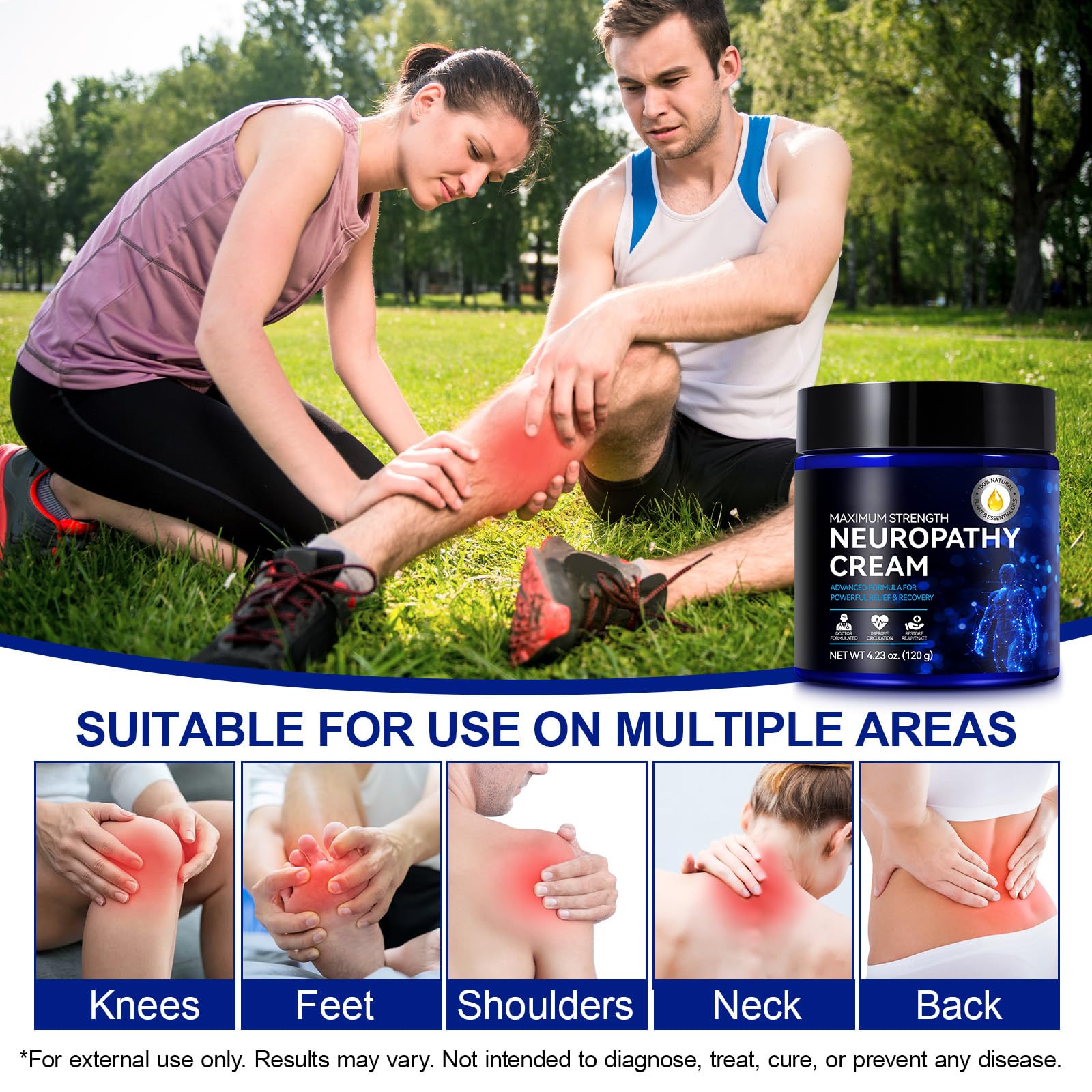 Neuropathy Cream for Feet, Legs & Hands – Lightweight, Plant-Based Formula with Cooling Comfort, 4 oz CFXYHNOX Au supplements