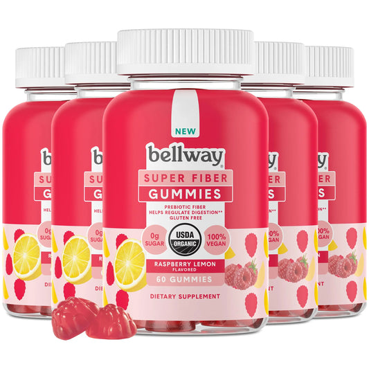 Bellway Super Fiber Gummies for Adults (5 Pack) - Sugar Free Organic Fiber Supplement BellwayAU supplements
