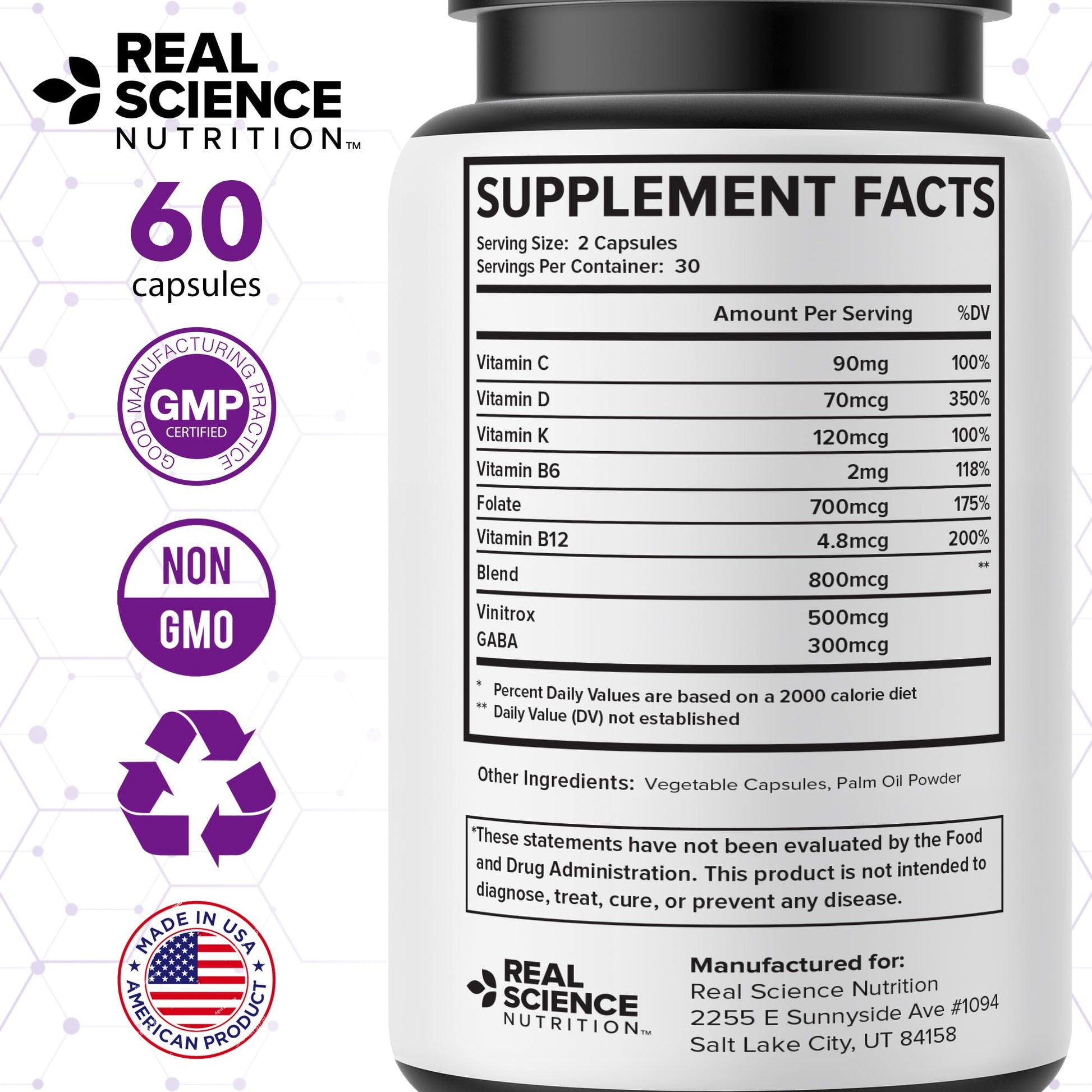 Real Science Perimenopause Supplements for Women for Hormone Balance & Energy Support – Nitric Oxide Formula with Vinitrox, GABA & Essential Vitamins for Hot Flashes, Mood & Energy – 60 Caps Real Science Nutrition Au supplements