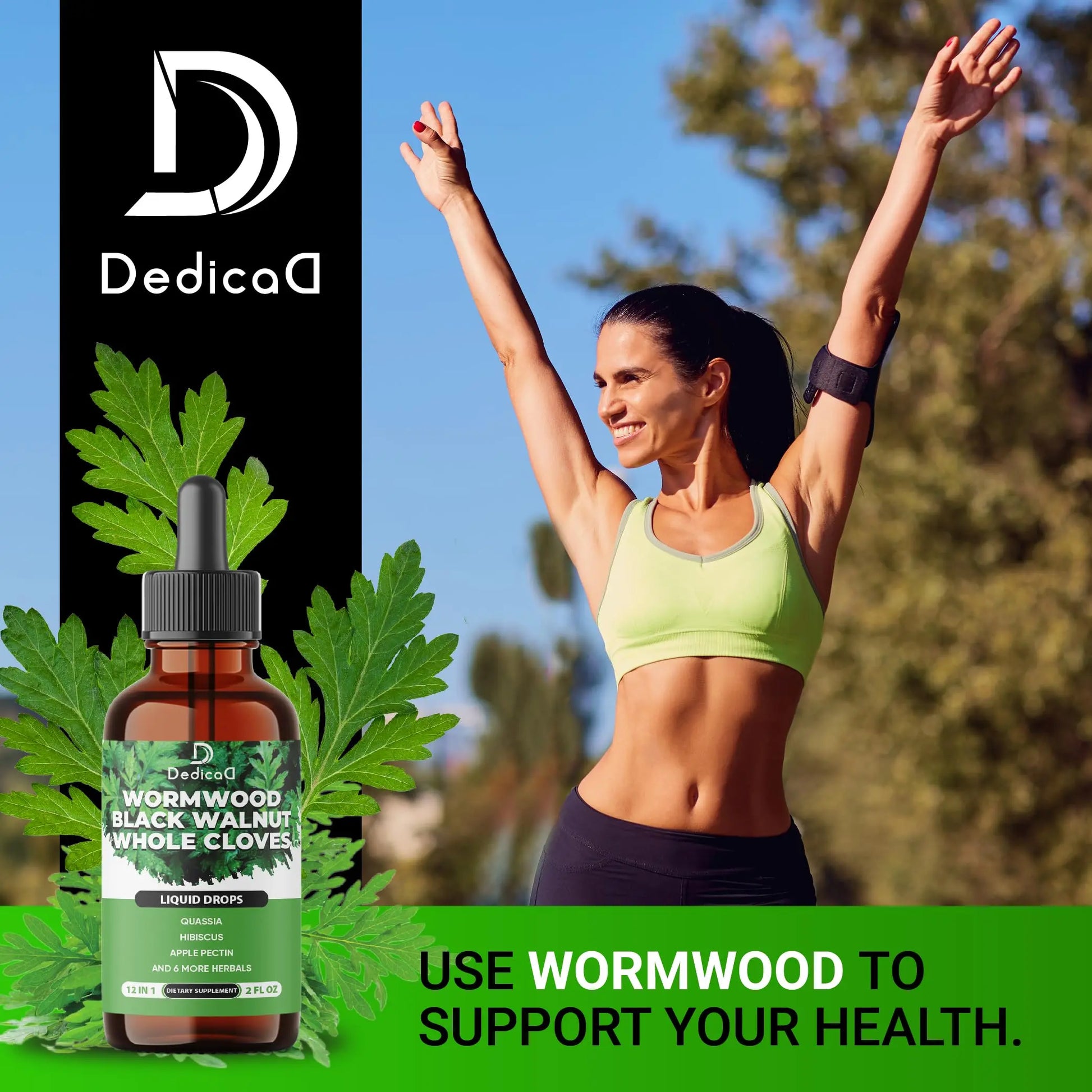 DEDICAD 12in1 Wormwood Liquid Drops - Black Walnut Wormwood Tincture Liquid Extract Whole Cloves and 9 More Herbs - 60 Days Supply DEDICAD Au supplements