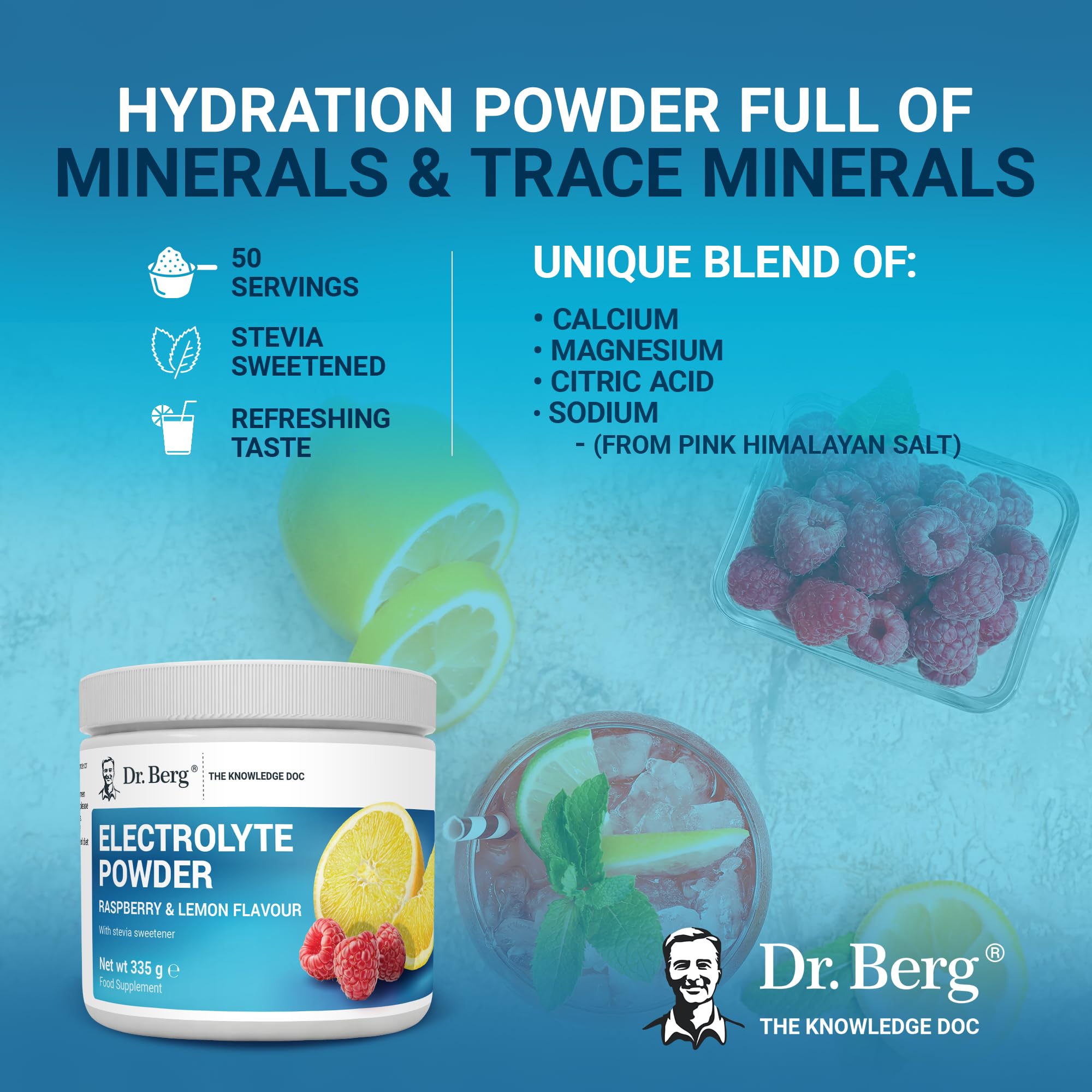Dr. Berg Electrolyte Powder - Electrolyte Drink Supplements with 1000mg Potassium Dr. Berg Nutritionals Au supplements