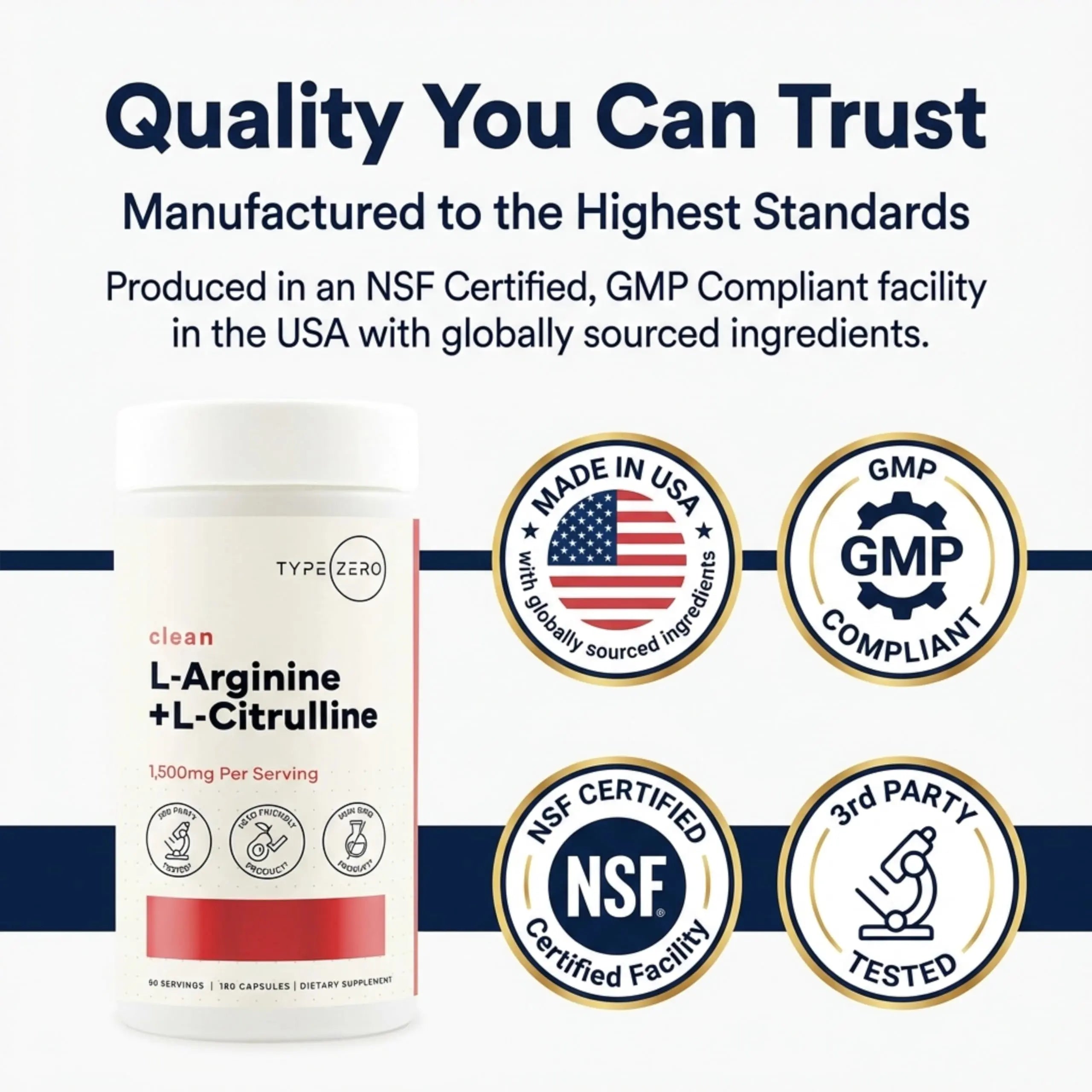 Type Zero L-Arginine + L-Citrulline Supplement (1500mg) - Nitric Oxide Booster - Clean, Keto-Friendly, GMO-Free, 180 Capsules, 90 Servings Type Zero Au supplements